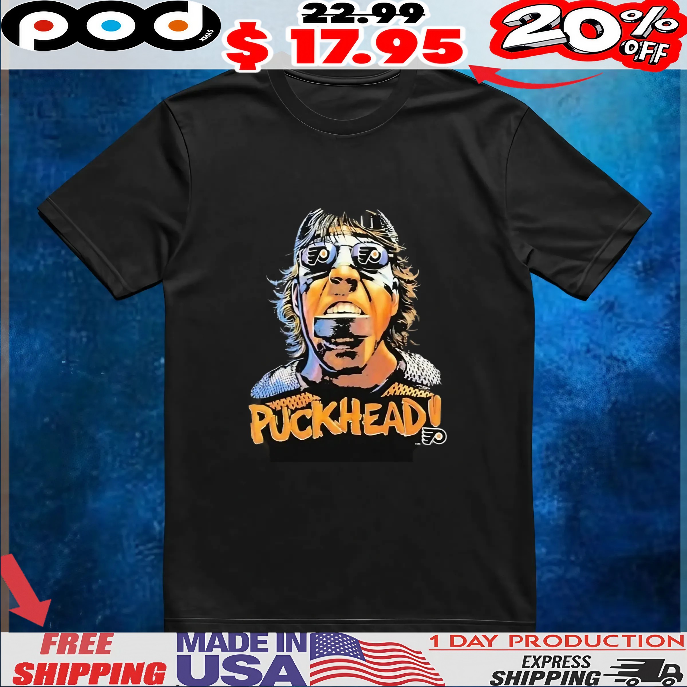 Philadelphia Flyers Puckhead Nhl 90’s T Shirt Philadelphia Flyers Puckhead Nhl 90’s T Shirt