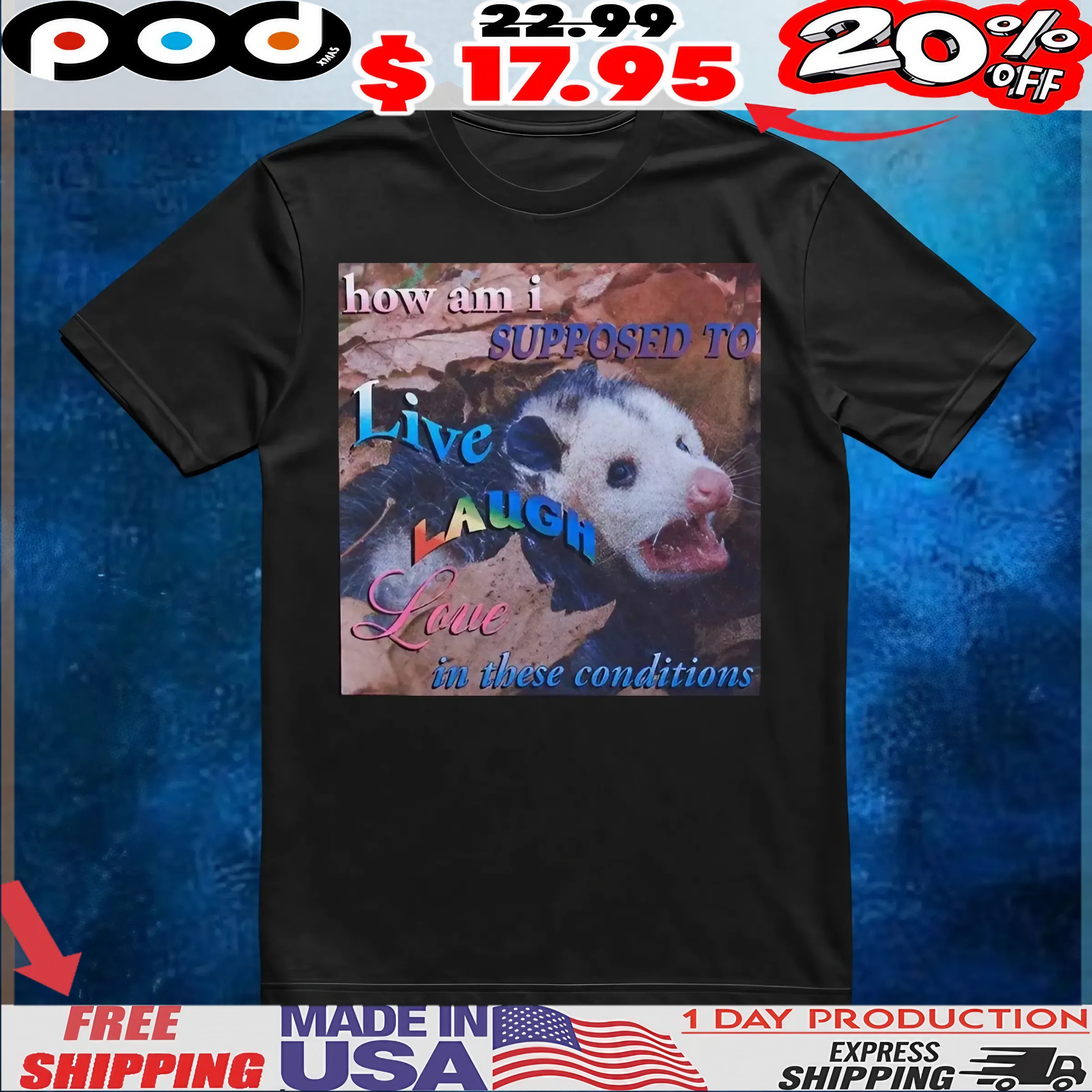 Possum How Am I Supposed To Live Laugh Love In These Conditions Meme T Shirt
