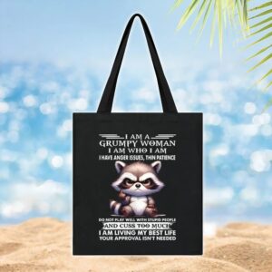 Raccoon fuck i am a grumpy woman i am who i am t shirt