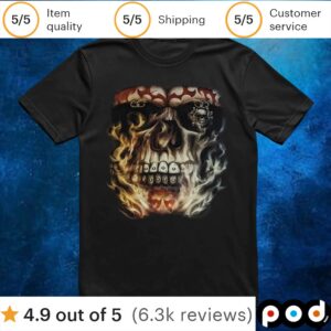 Rock Chang Horror Skull Face Metal Punk Black T Shirt
