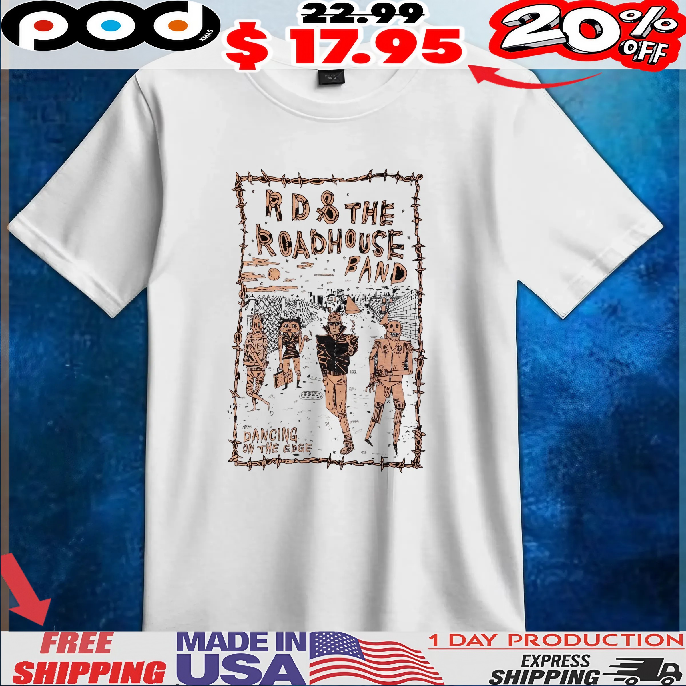 Ryan Davis And The Roadhouse Band Dancing On The Edge 'dote' Tour T Shirt