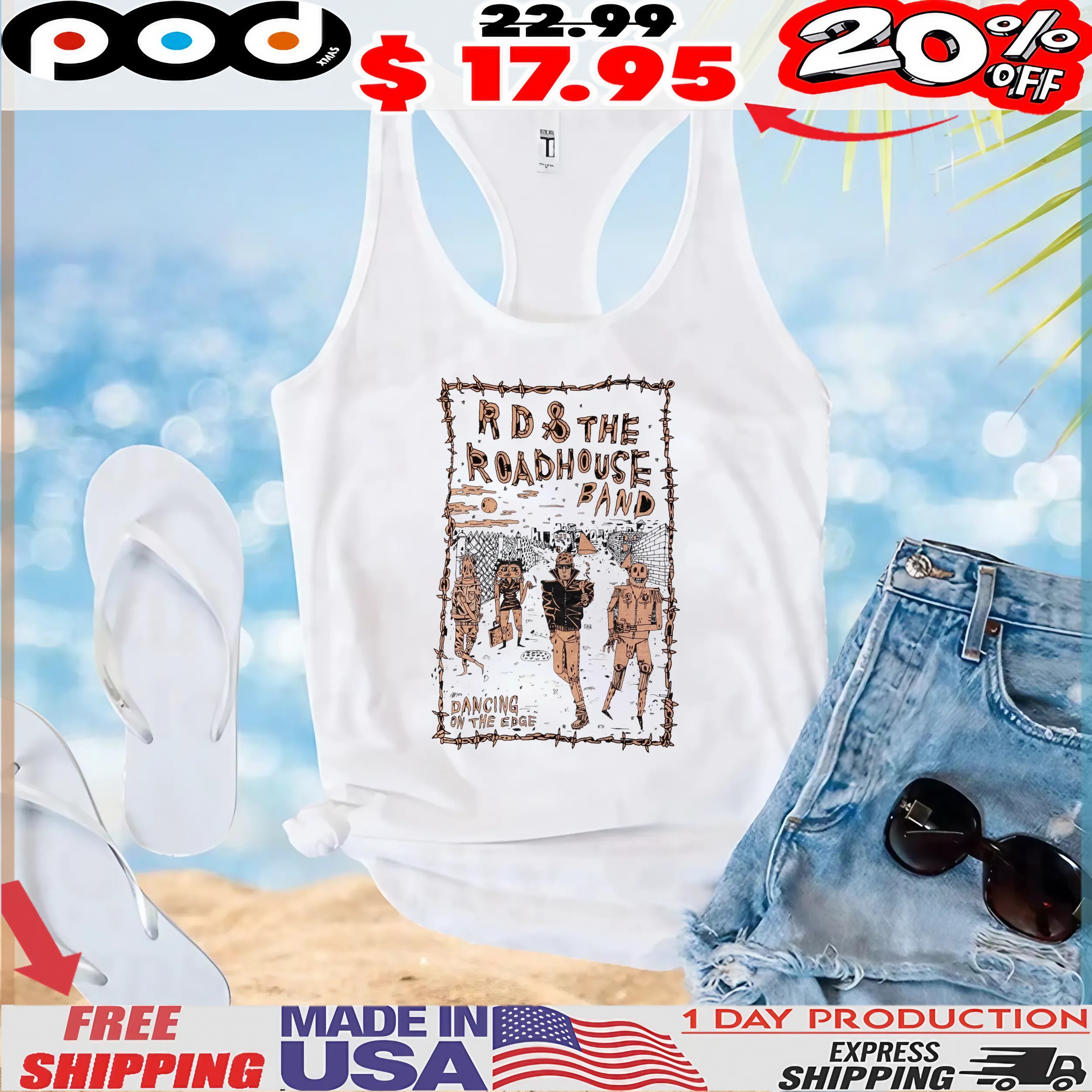 Ryan Davis And The Roadhouse Band Dancing On The Edge 'dote' Tour T Shirt