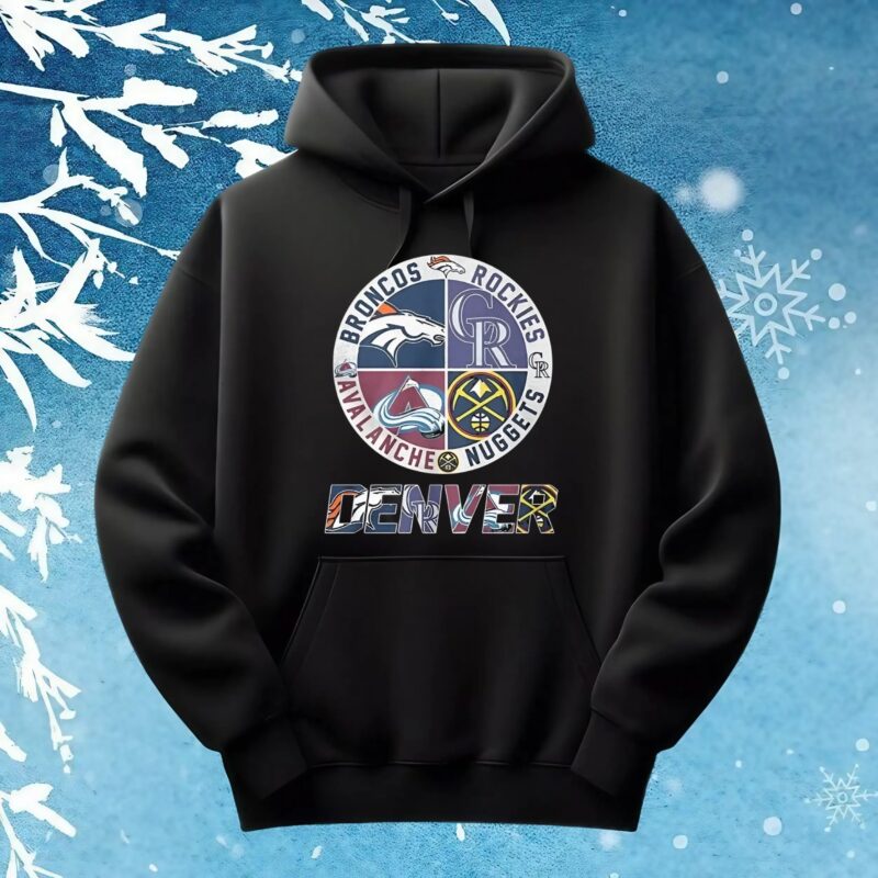Denver Broncos Denver Nuggets Colorado Avalanche and Colorado Rockies sports team logo t shirt