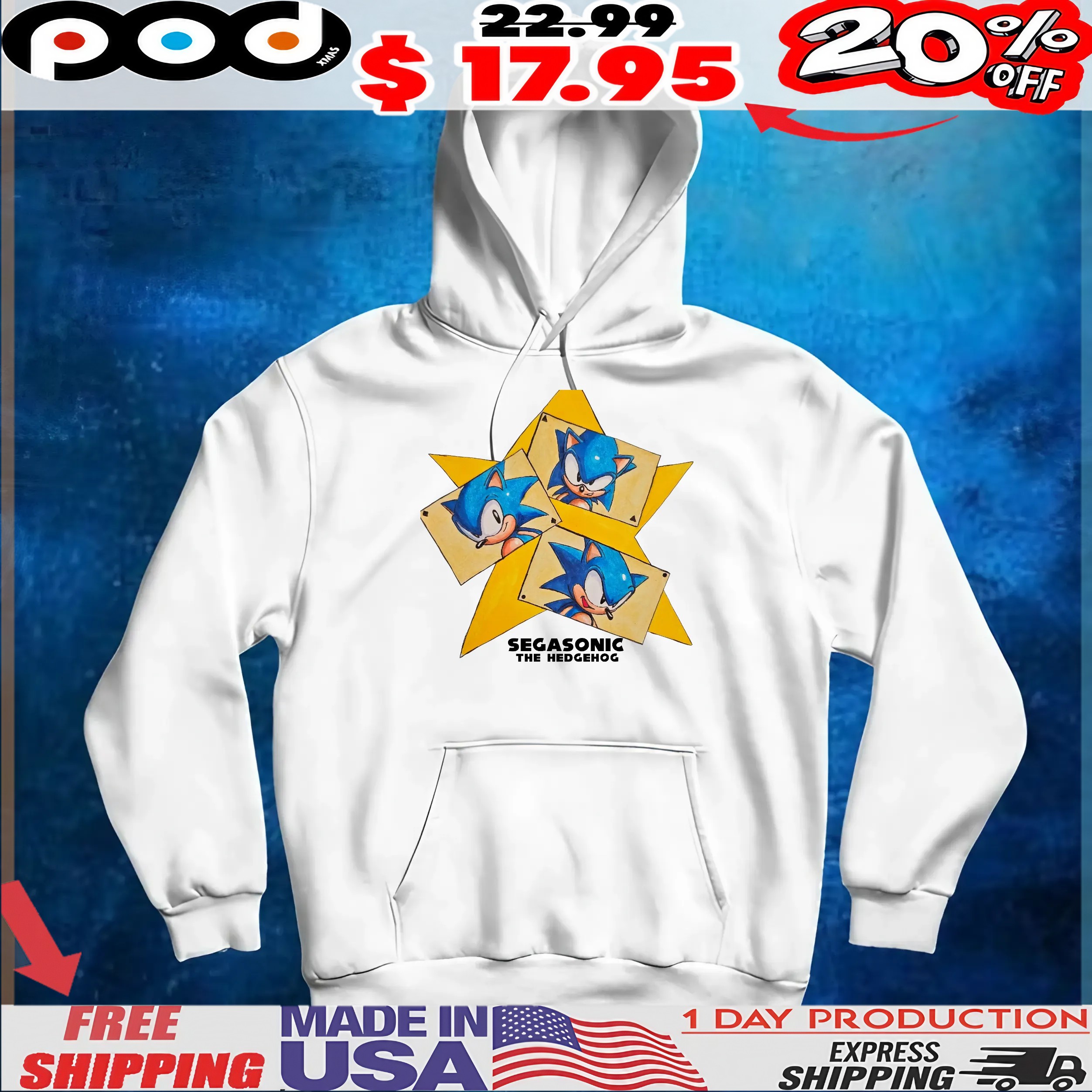 Segasonic The Hedgehog Star T Shirt