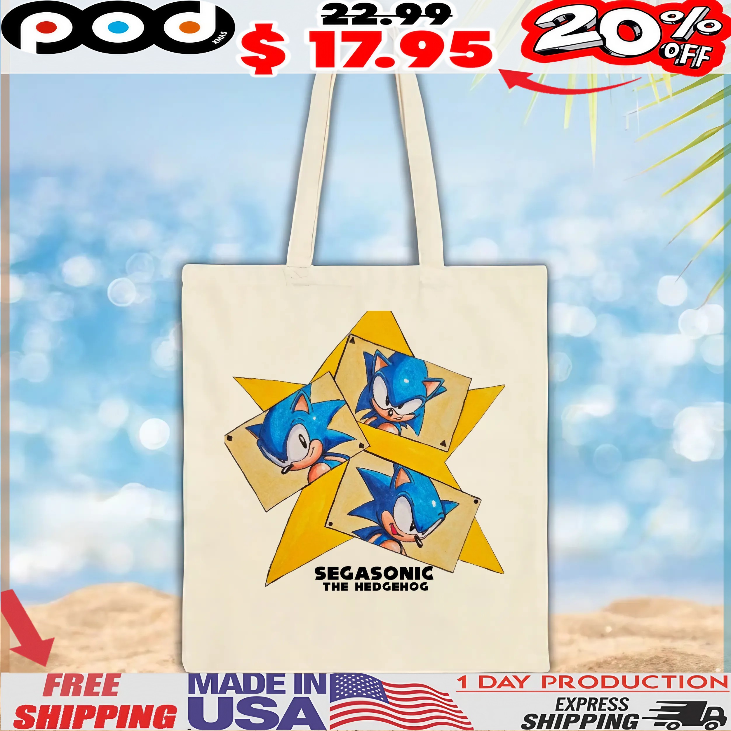 Segasonic The Hedgehog Star T Shirt