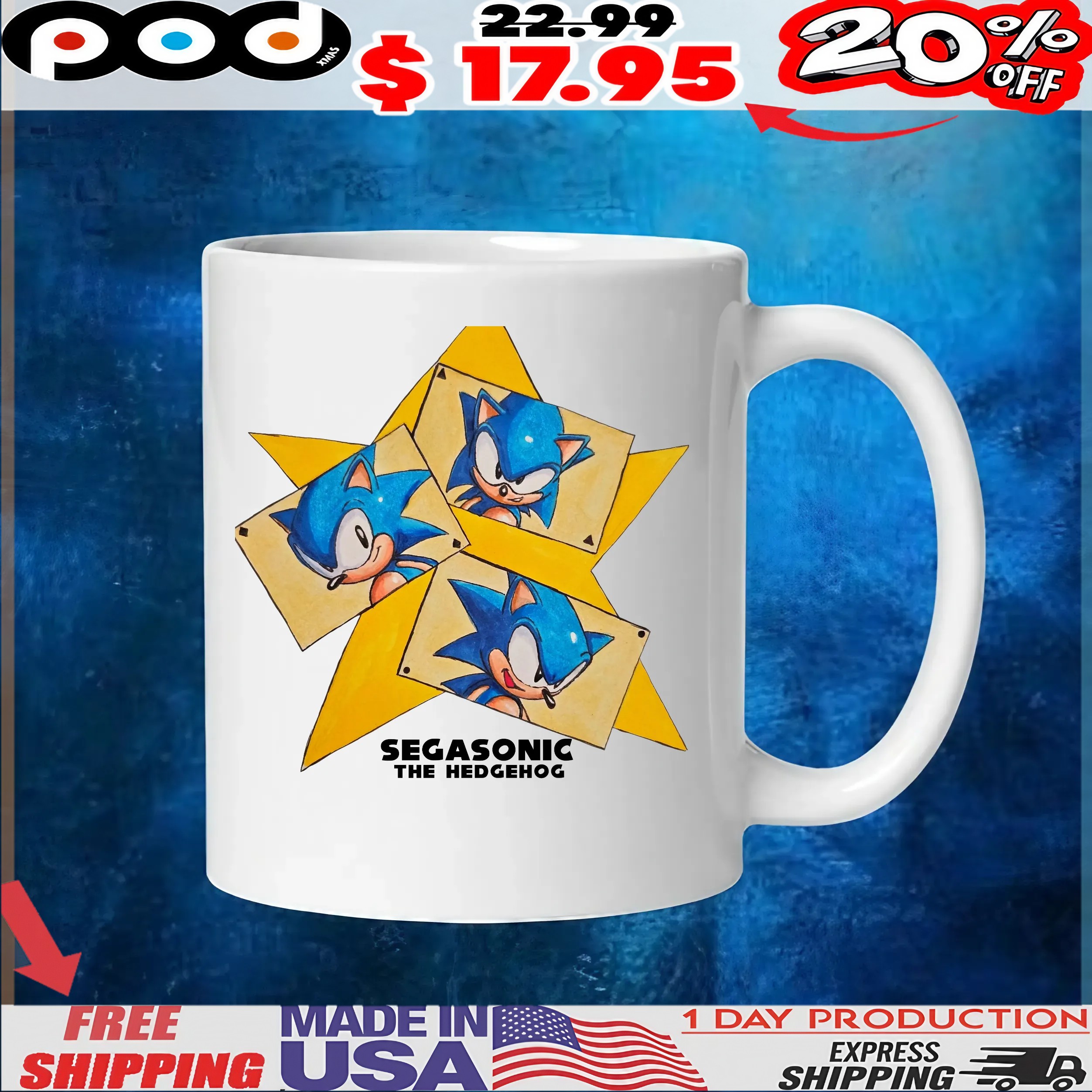 Segasonic The Hedgehog Star T Shirt