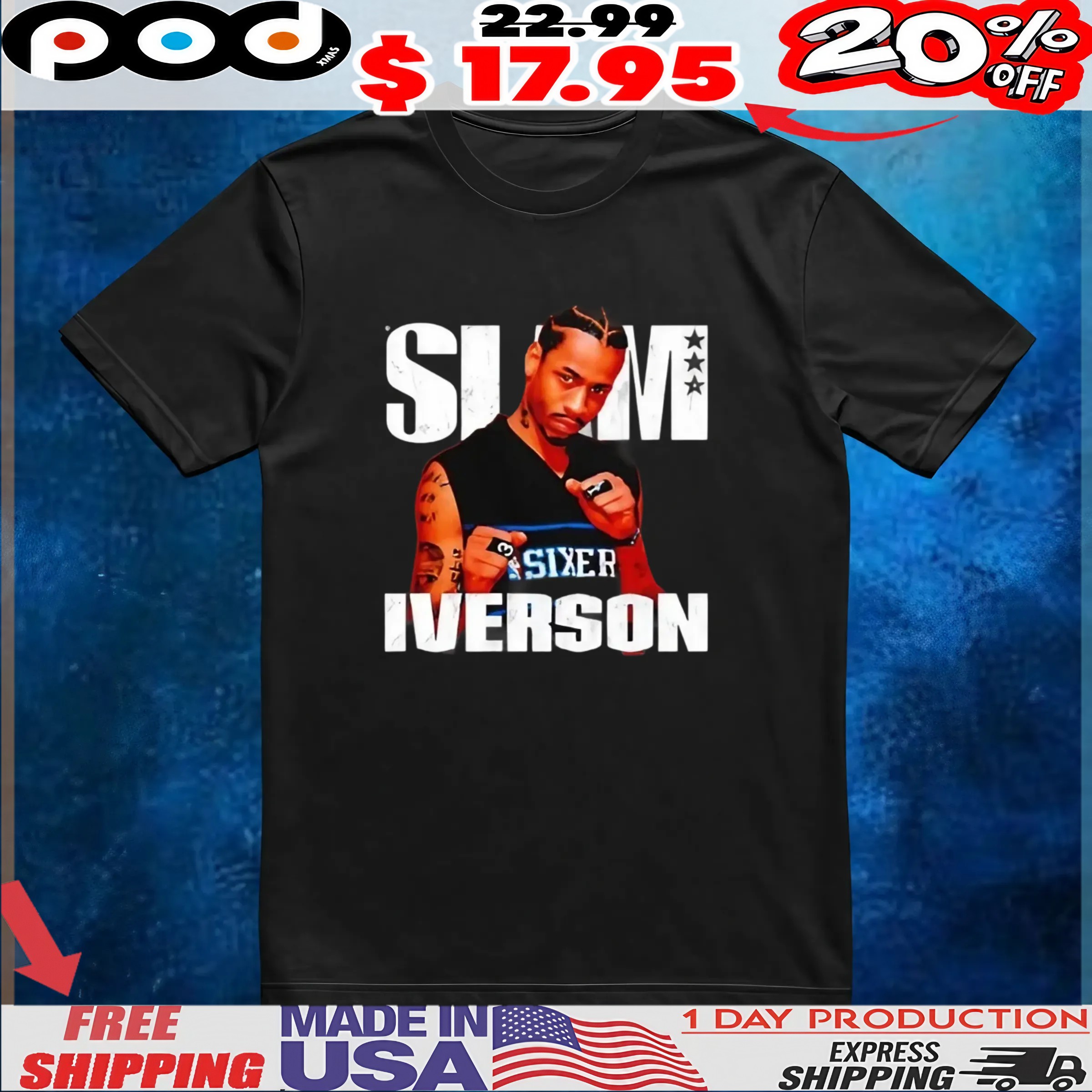 Slam Philadelphia 76ers Allen Iverson Vintage T Shirt Slam Philadelphia 76ers Allen Iverson Vintage T Shirt