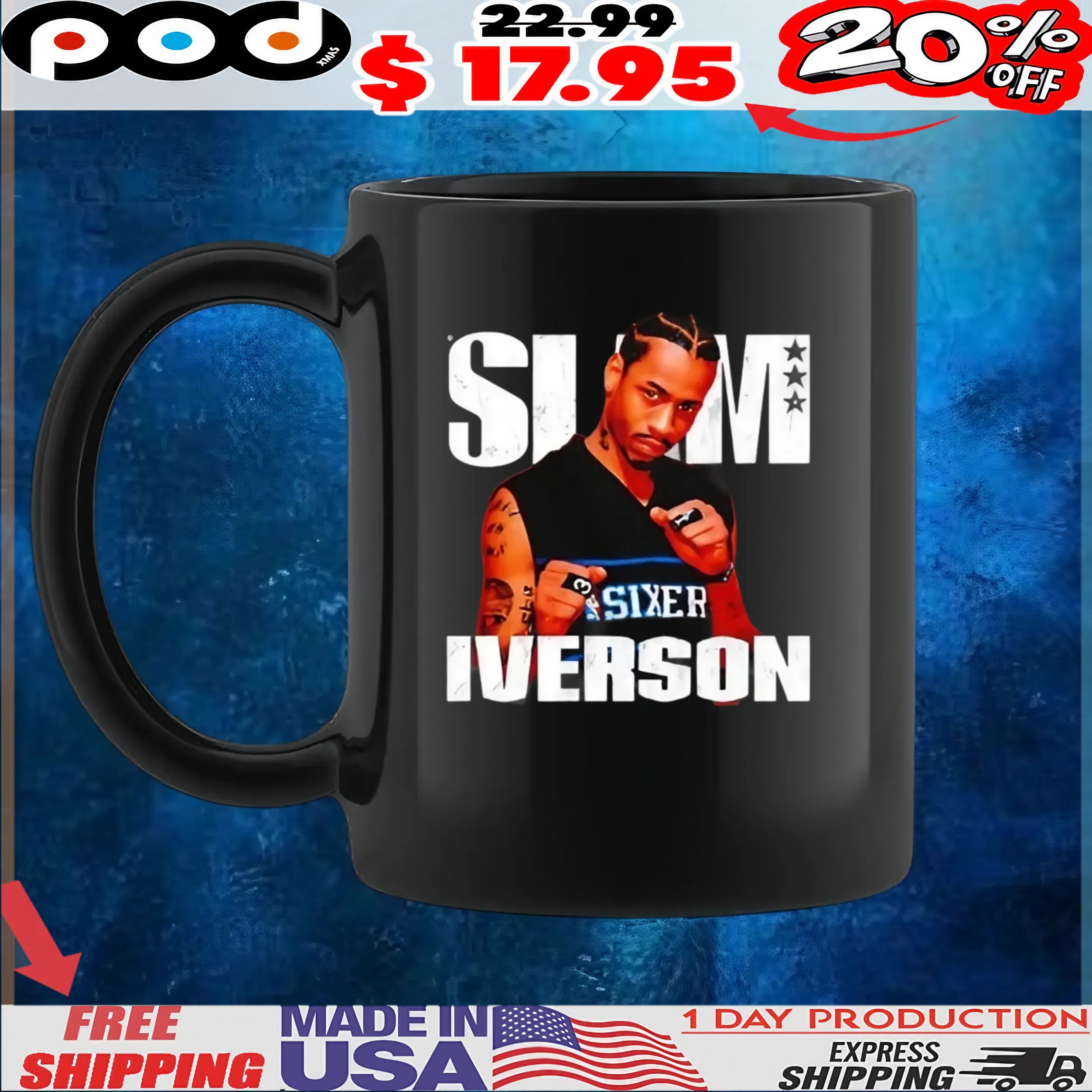 Slam Philadelphia 76ers Allen Iverson Vintage T Shirt Slam Philadelphia 76ers Allen Iverson Vintage T Shirt