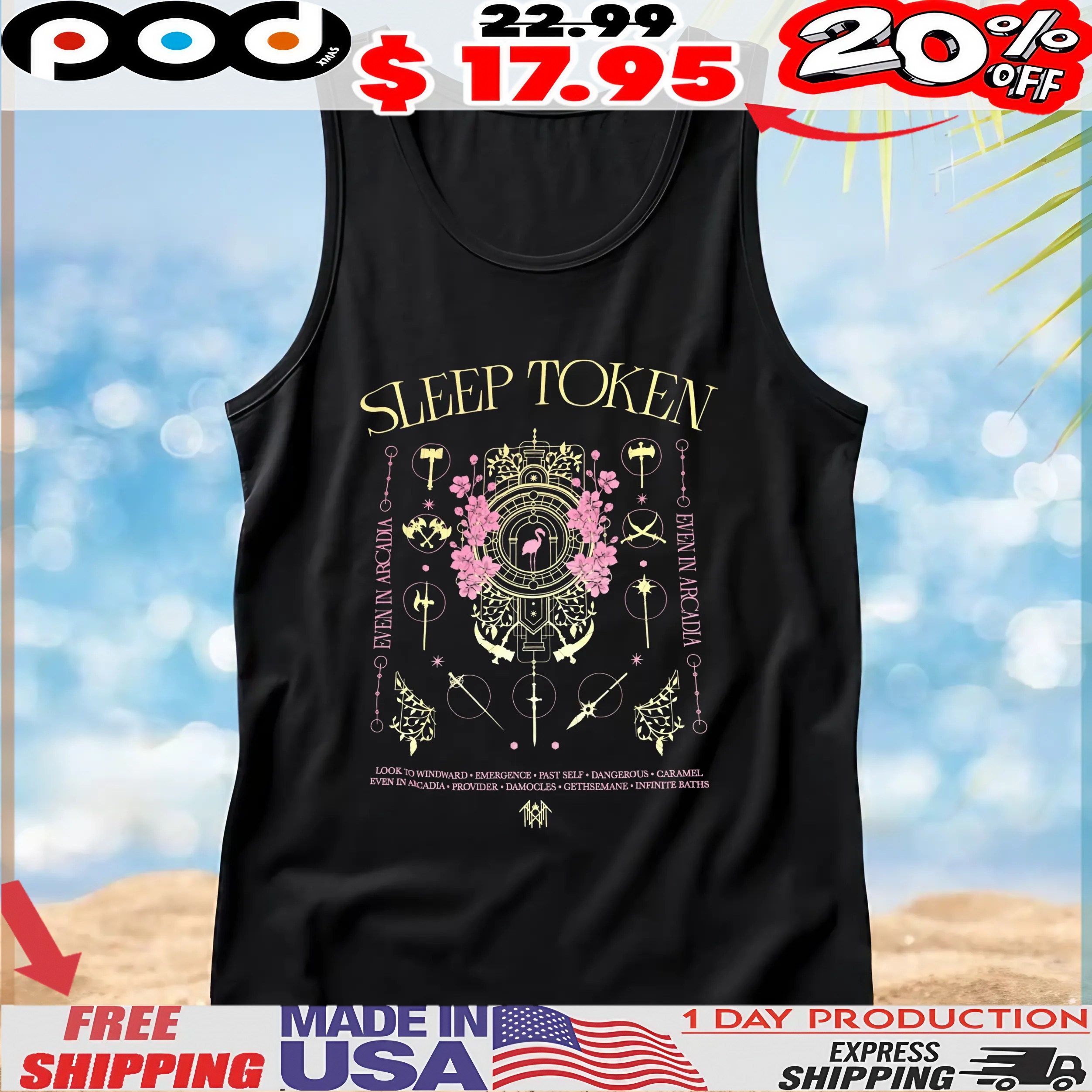 Sleep Token Even In Arcadia Look To Windward Emergence Past Self Dangerous Caramel Even In Arcadia Provider Damocles Gethsemane Infinite Baths Vintage T Shirt