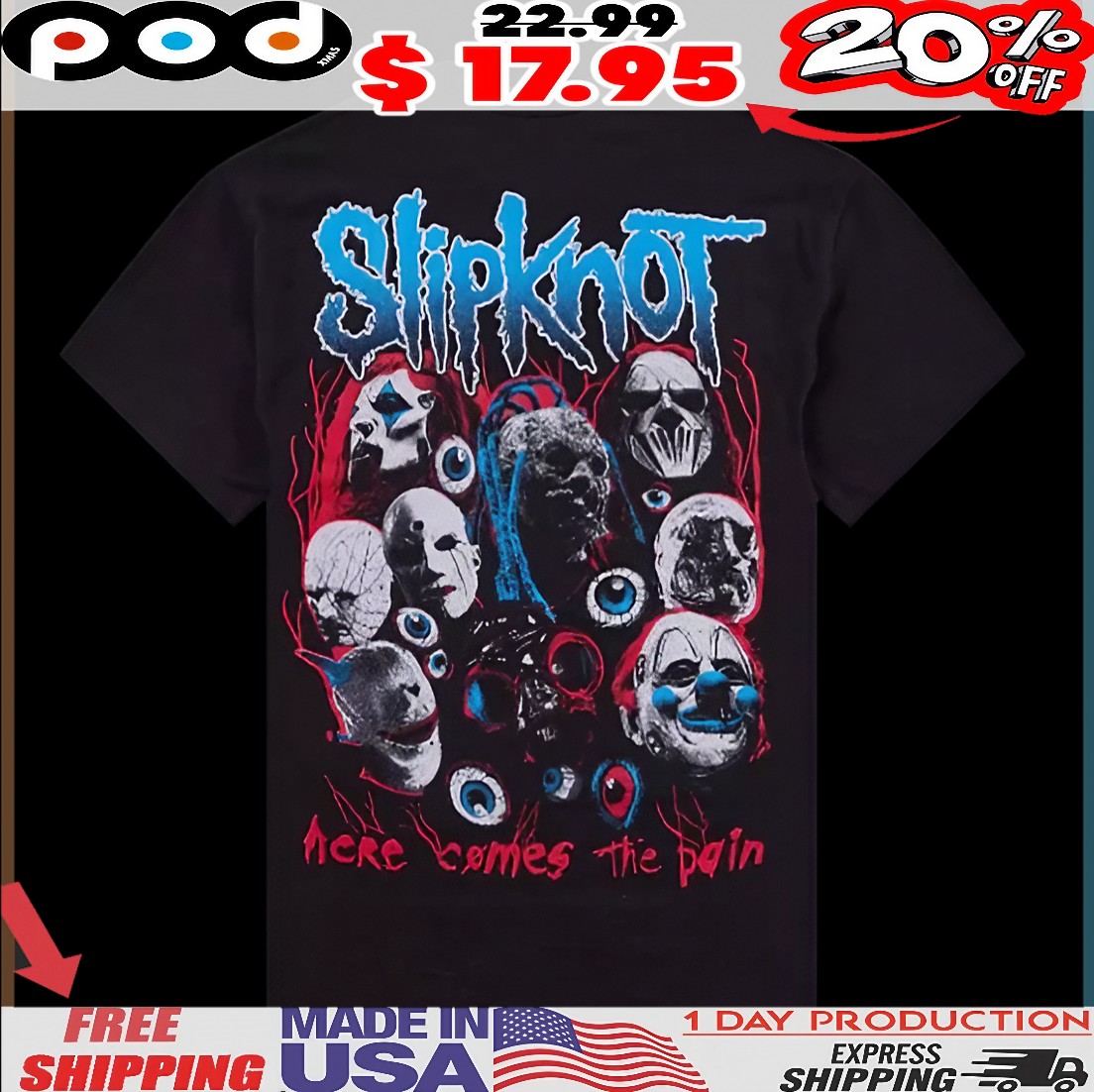 Slipknot Here Comes the Pain 25 T Shirt