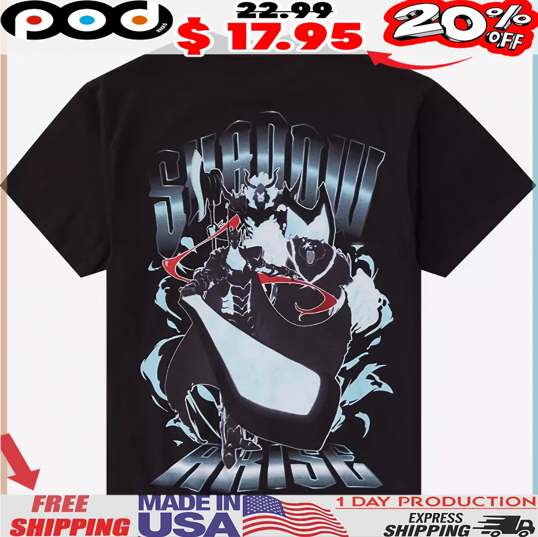 Solo Leveling Shadow Army Collage Double-Sided T Shirt