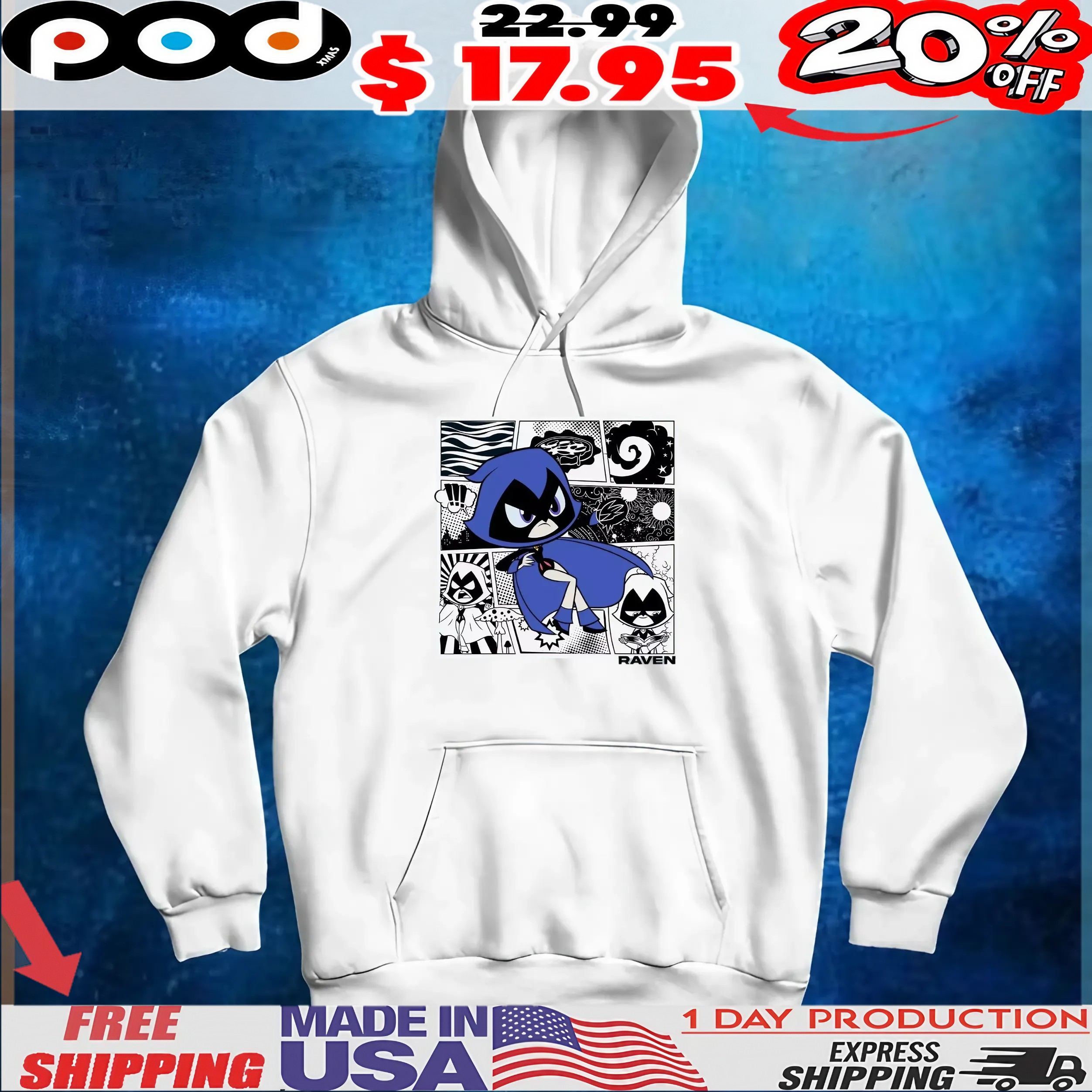 Teen Titans Go! Raven Comic Super Hero Collage T Shirt