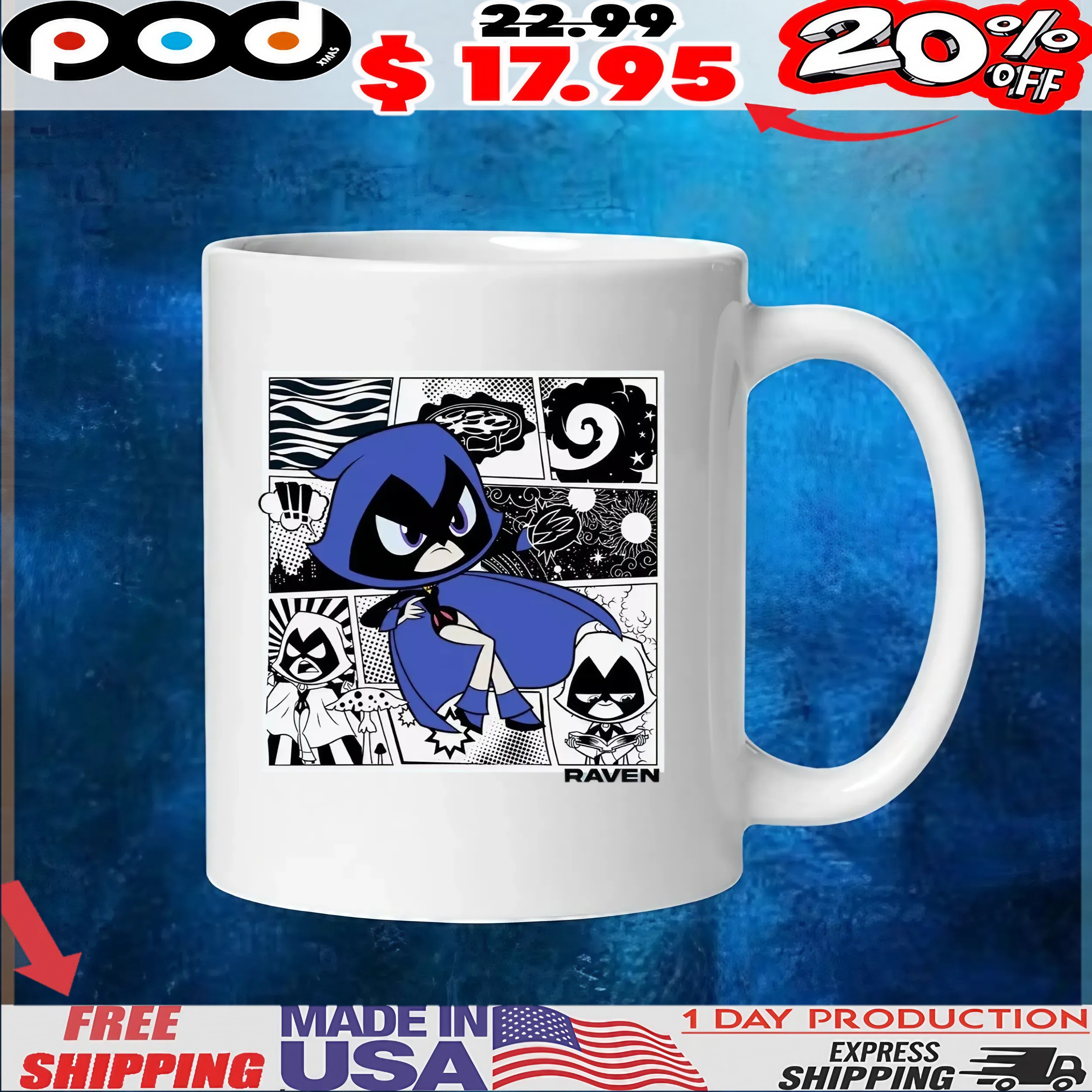 Teen Titans Go! Raven Comic Super Hero Collage T Shirt