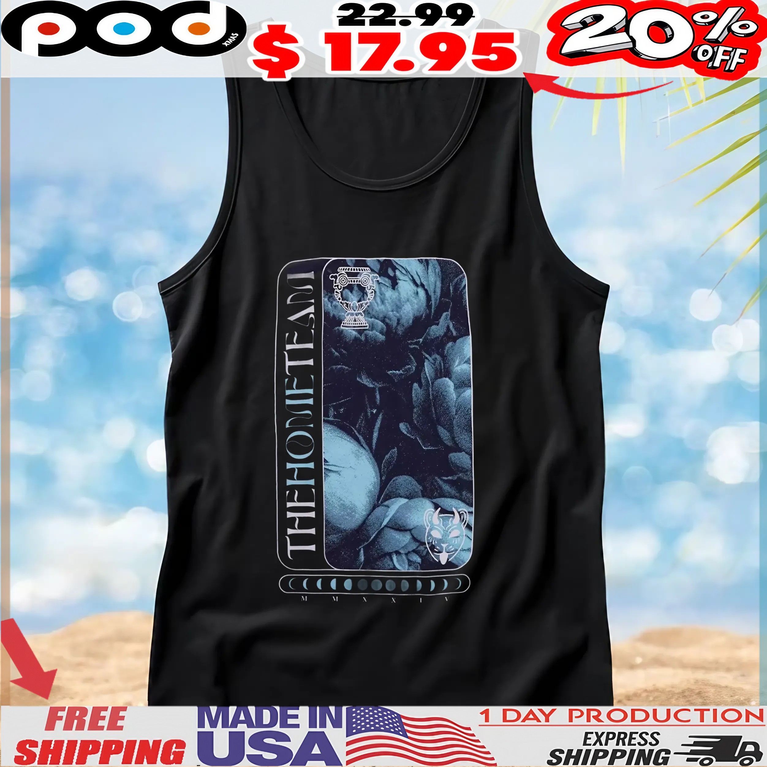 The Home Team Flowers AND Moon Phases Vintage T Shirt