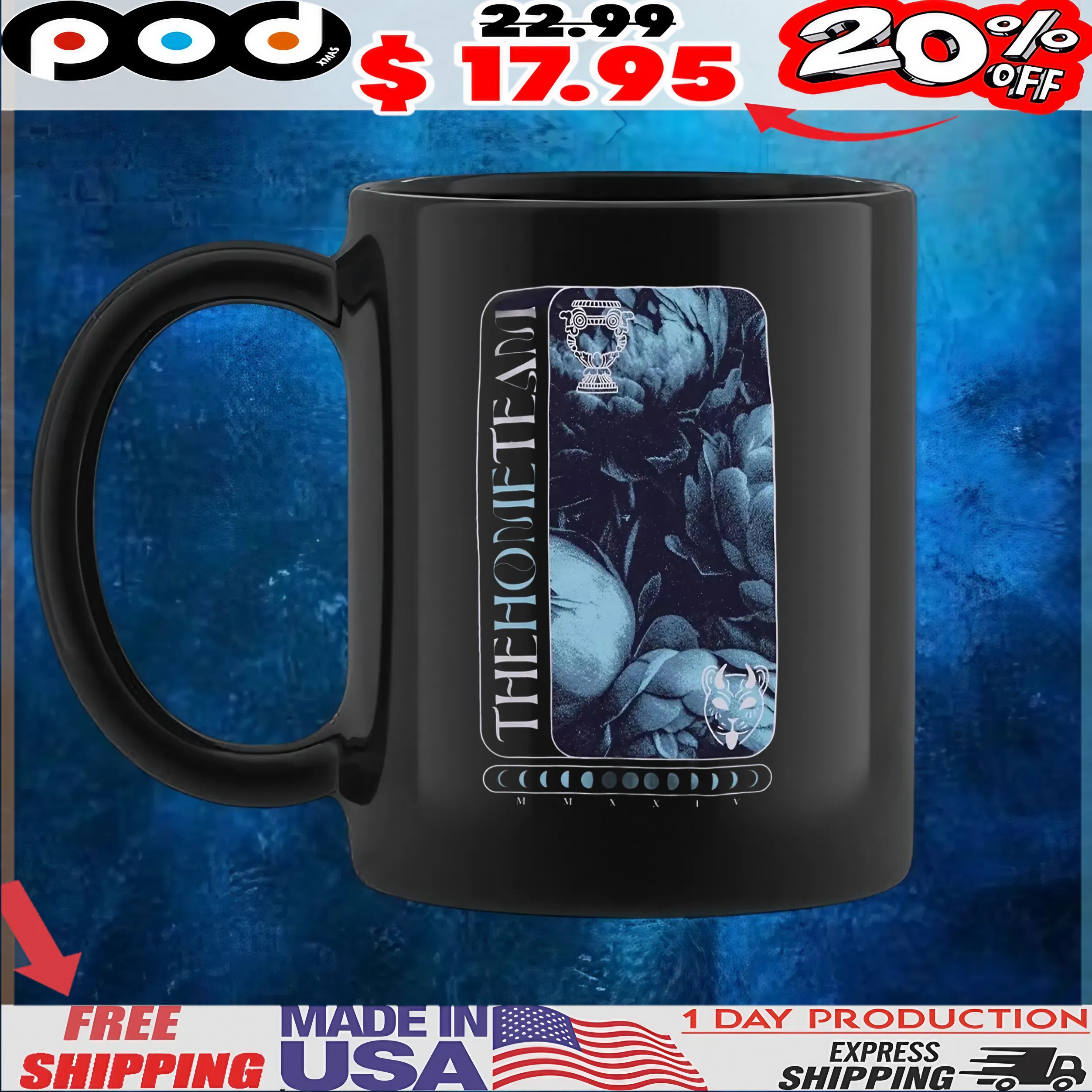 The Home Team Flowers AND Moon Phases Vintage T Shirt