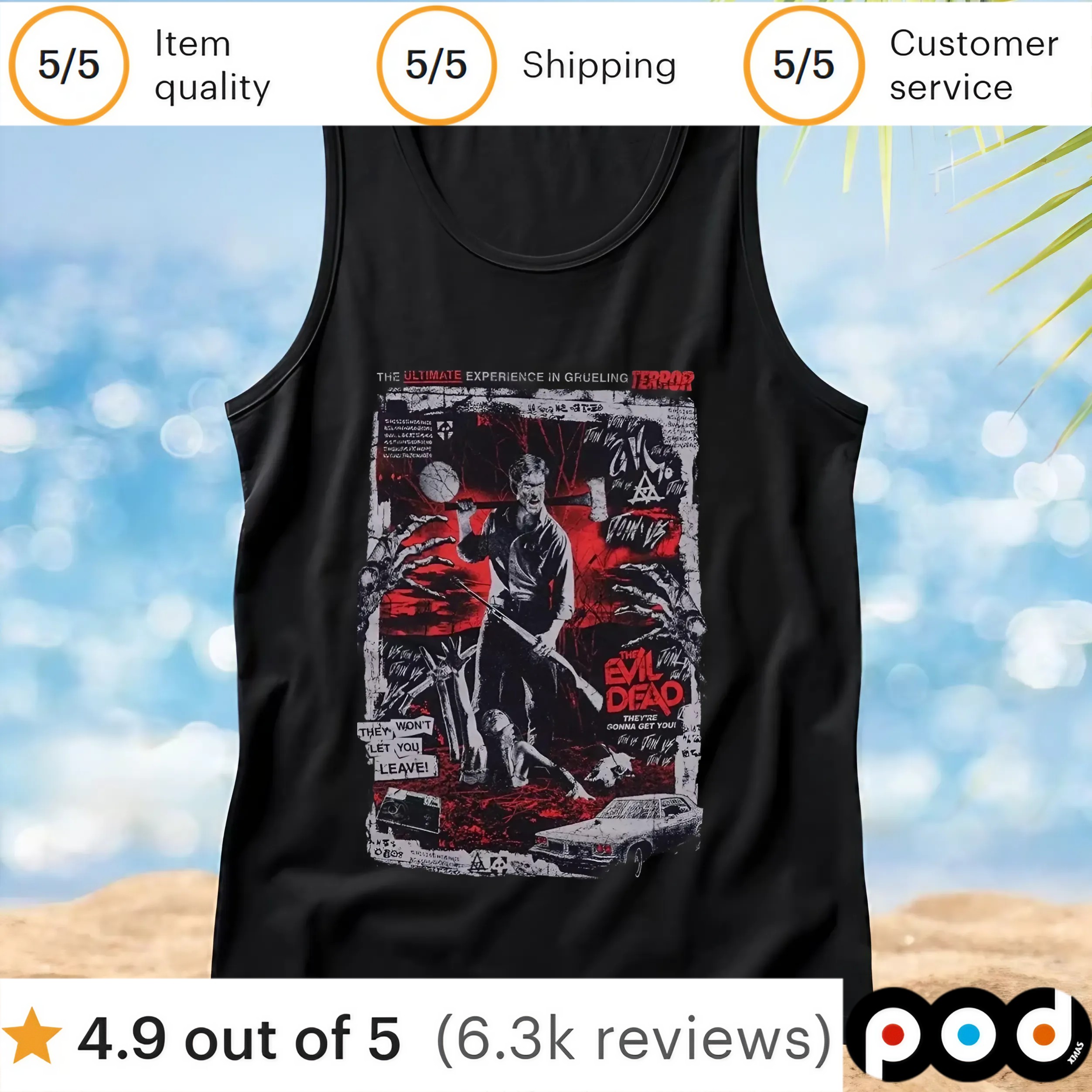 The Ultimate Experience In Grueling Terror Fright Rags Evil Dead Poster T Shirt