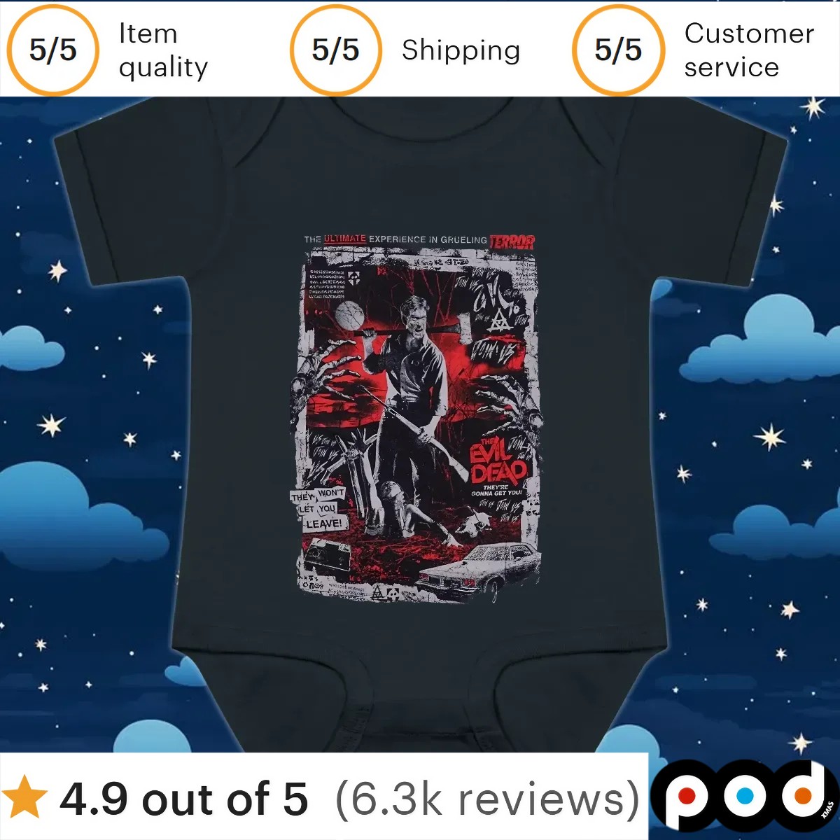 The Ultimate Experience In Grueling Terror Fright Rags Evil Dead Poster T Shirt