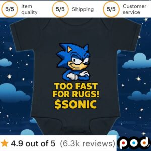 Too Fast For Rugs Sonic The Hedgehog T Shirt