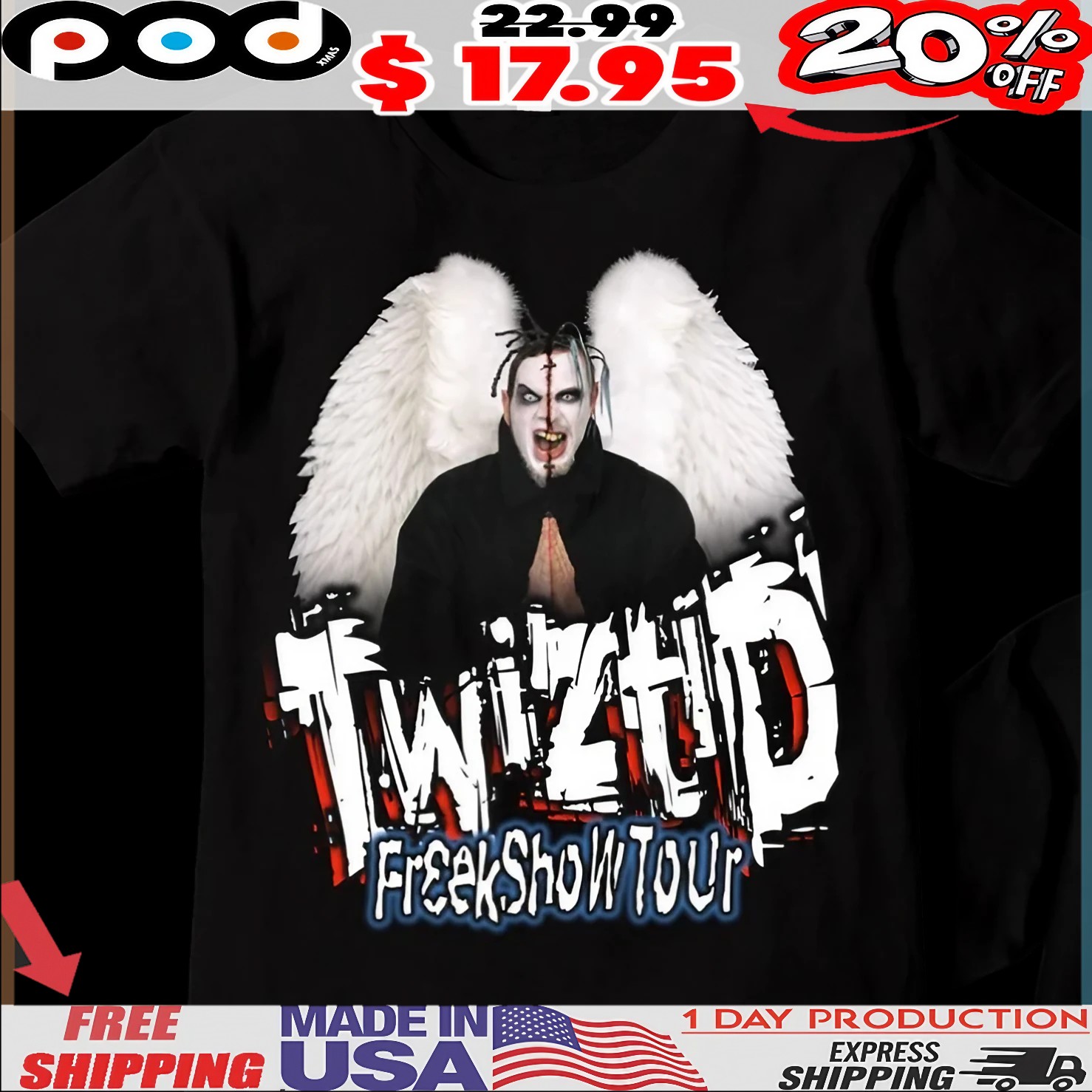 Twiztid Freek Show List Tour 2025 2 Sides T shirt