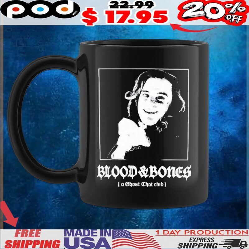 Blood And Bones A Ghost Chat Club Black White Design T Shirt