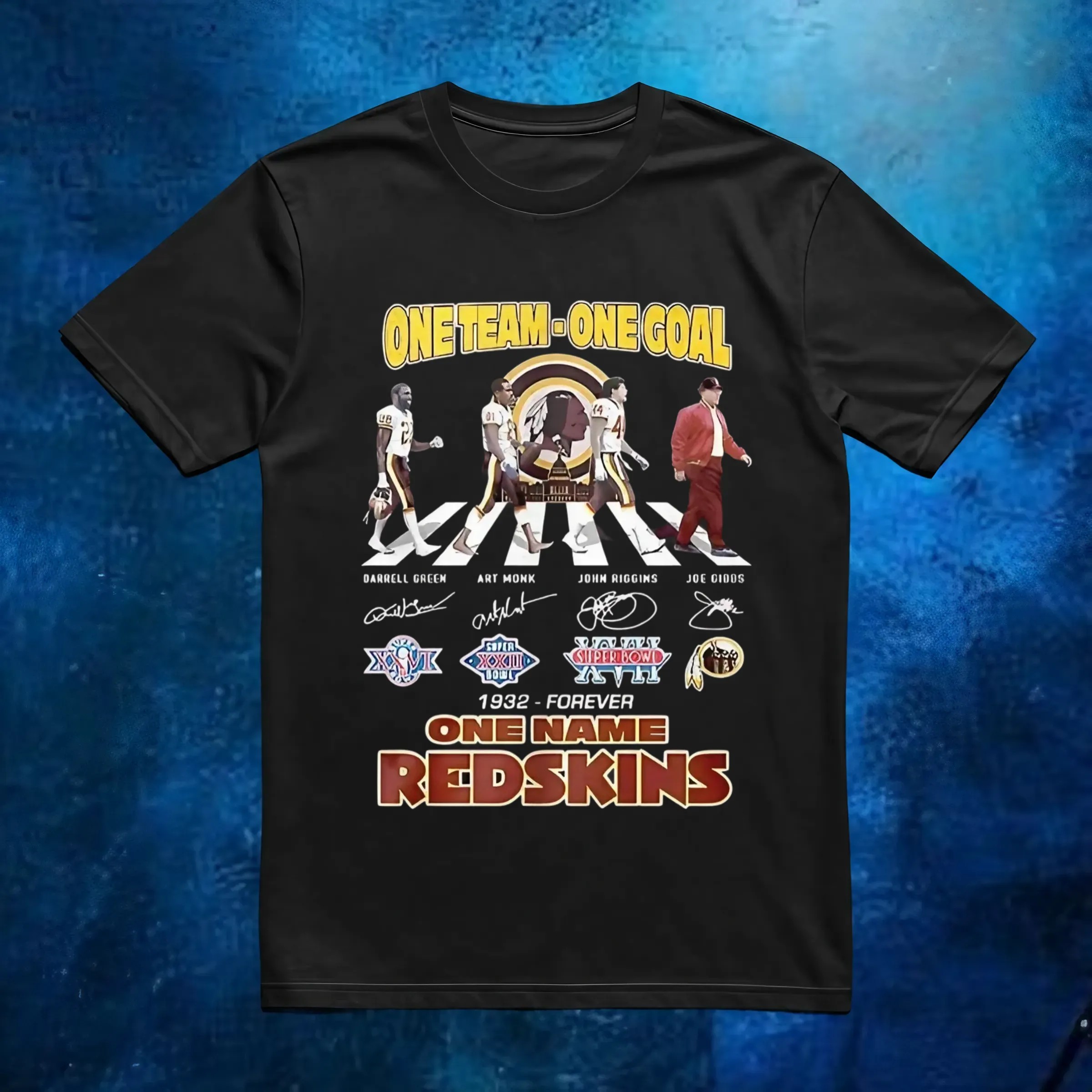 Washington Commanders 1932 forever one team one goal one name Redskins signatures t shirt
