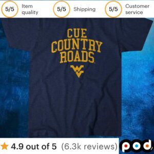 West Virginia Mountaineers Cue Country Roads T Shirt