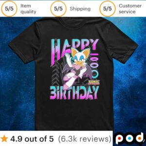 Womens Sonic the Hedgehog Rouge the Bat Happy Birthday T Shirt