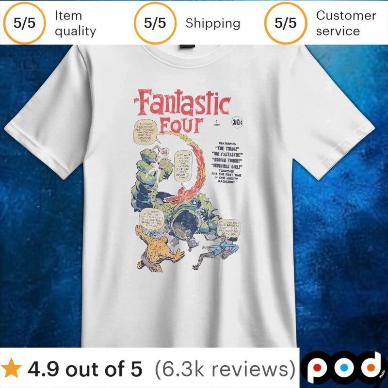 Marvel The Fantastic Four Comic Book Cover T Shirt