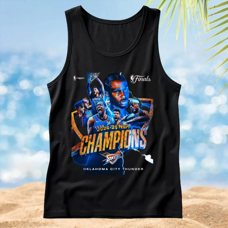 2025 NBA Champions Poster Oklahoma City Thunder Team Celebration Art T Shirt