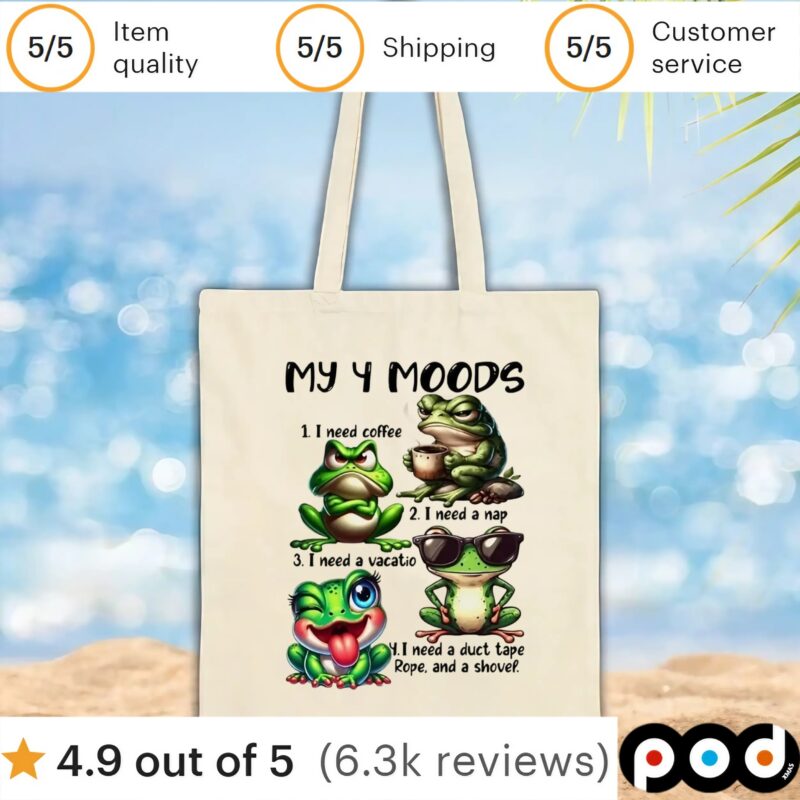 Frog my 4 moods 1 I need coffee 2 I need a nap 3 I need a vacation 4 I need a duct tape rope and shovel t shirt