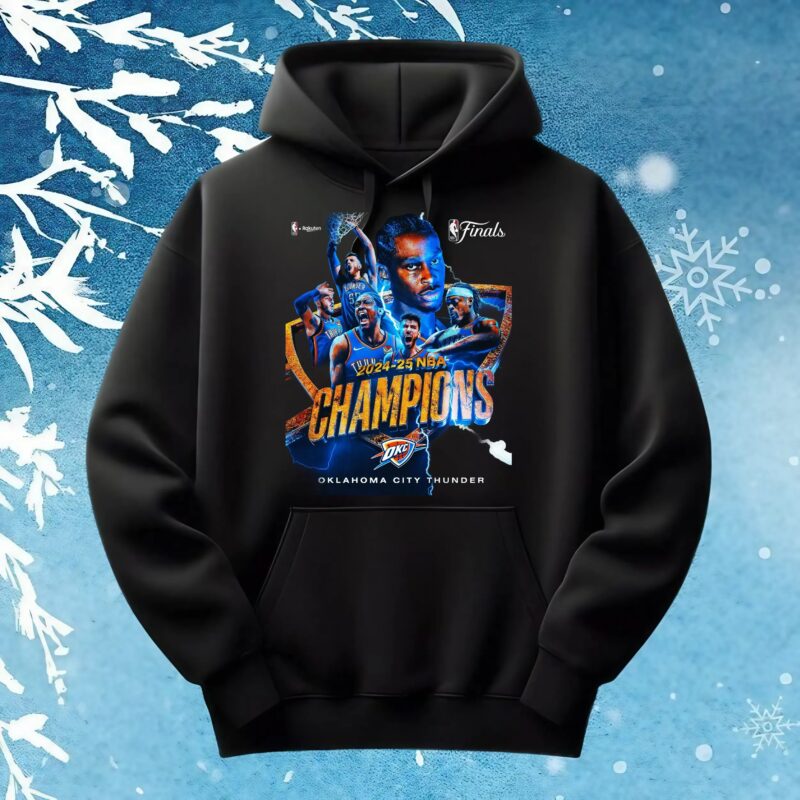 2025 NBA Champions Poster Oklahoma City Thunder Team Celebration Art T Shirt