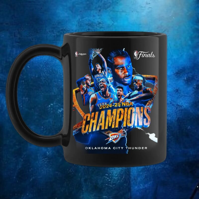 2025 NBA Champions Poster Oklahoma City Thunder Team Celebration Art T Shirt
