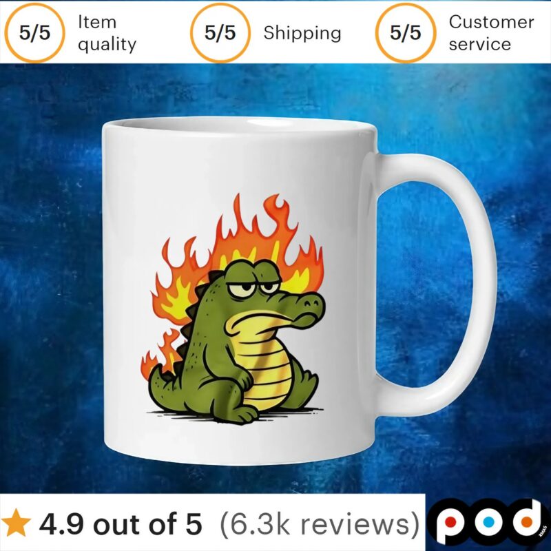 Crocodile on fire t shirt