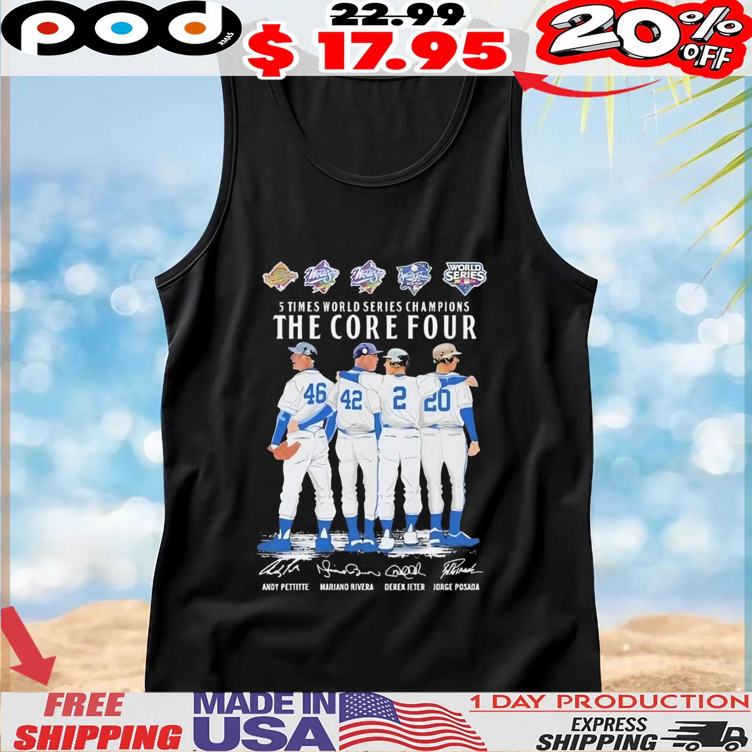 Andy Pettitte Mariano Rivera Derek Jeter And Jorge Posada New York Yankees 5 Times World Series Champions The Core Four Signatures Team T Shirt