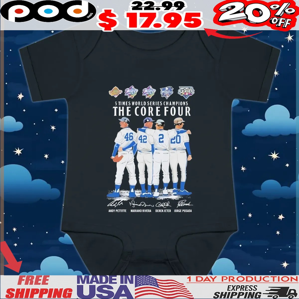 Andy Pettitte Mariano Rivera Derek Jeter And Jorge Posada New York Yankees 5 Times World Series Champions The Core Four Signatures Team T Shirt