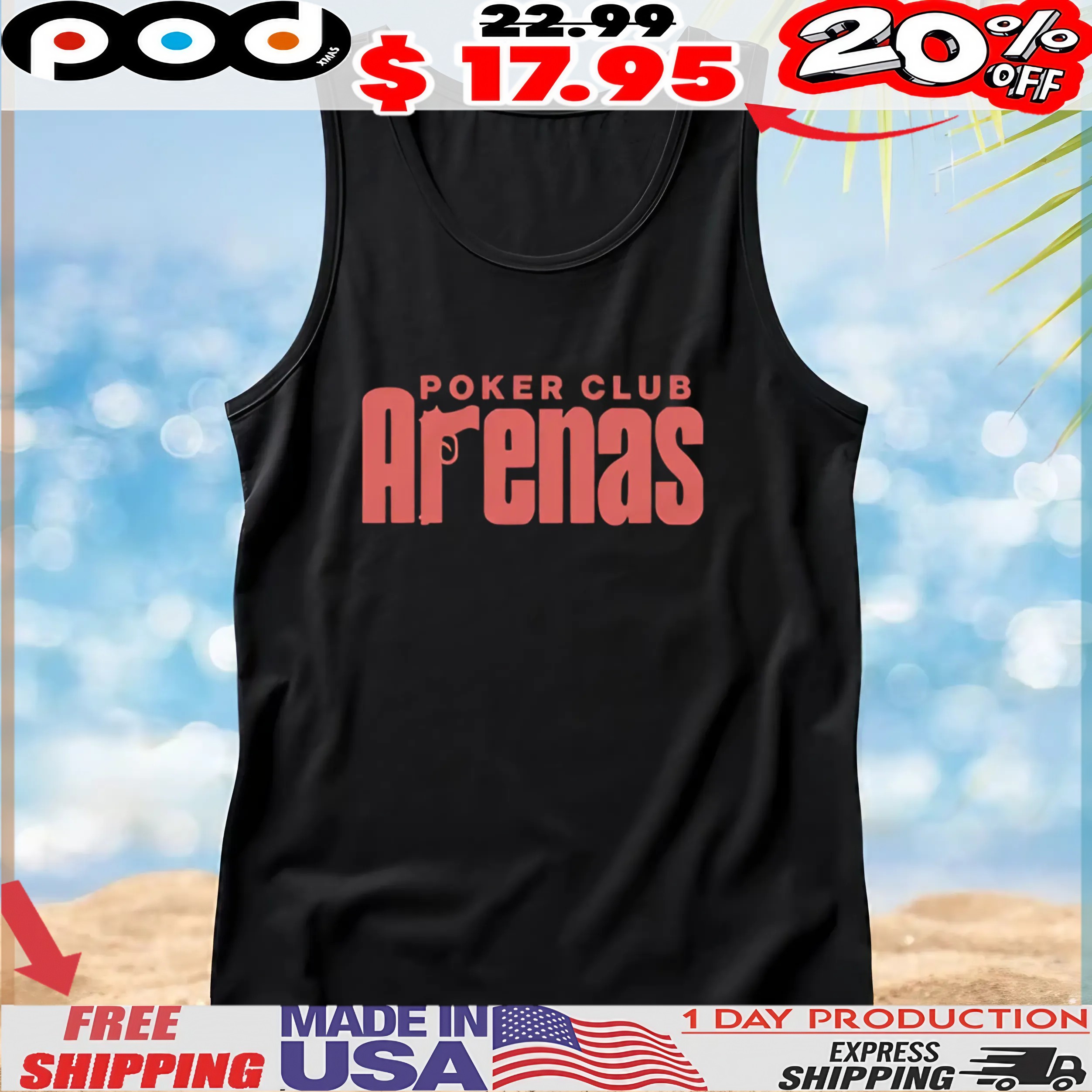 Arenas Poker Club Gun T Shirt Arenas Poker Club Gun T Shirt