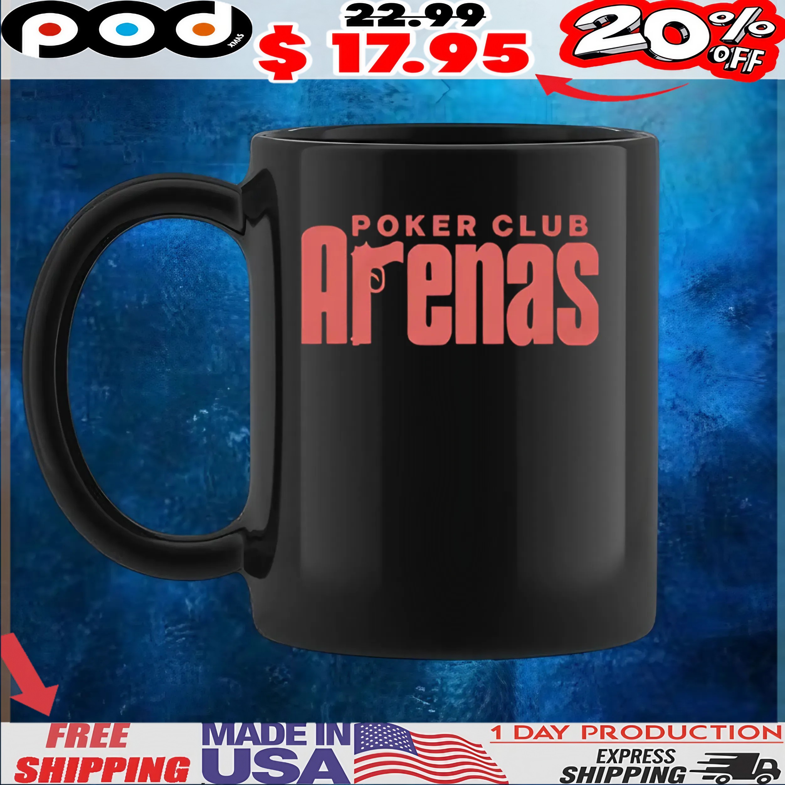 Arenas Poker Club Gun T Shirt Arenas Poker Club Gun T Shirt