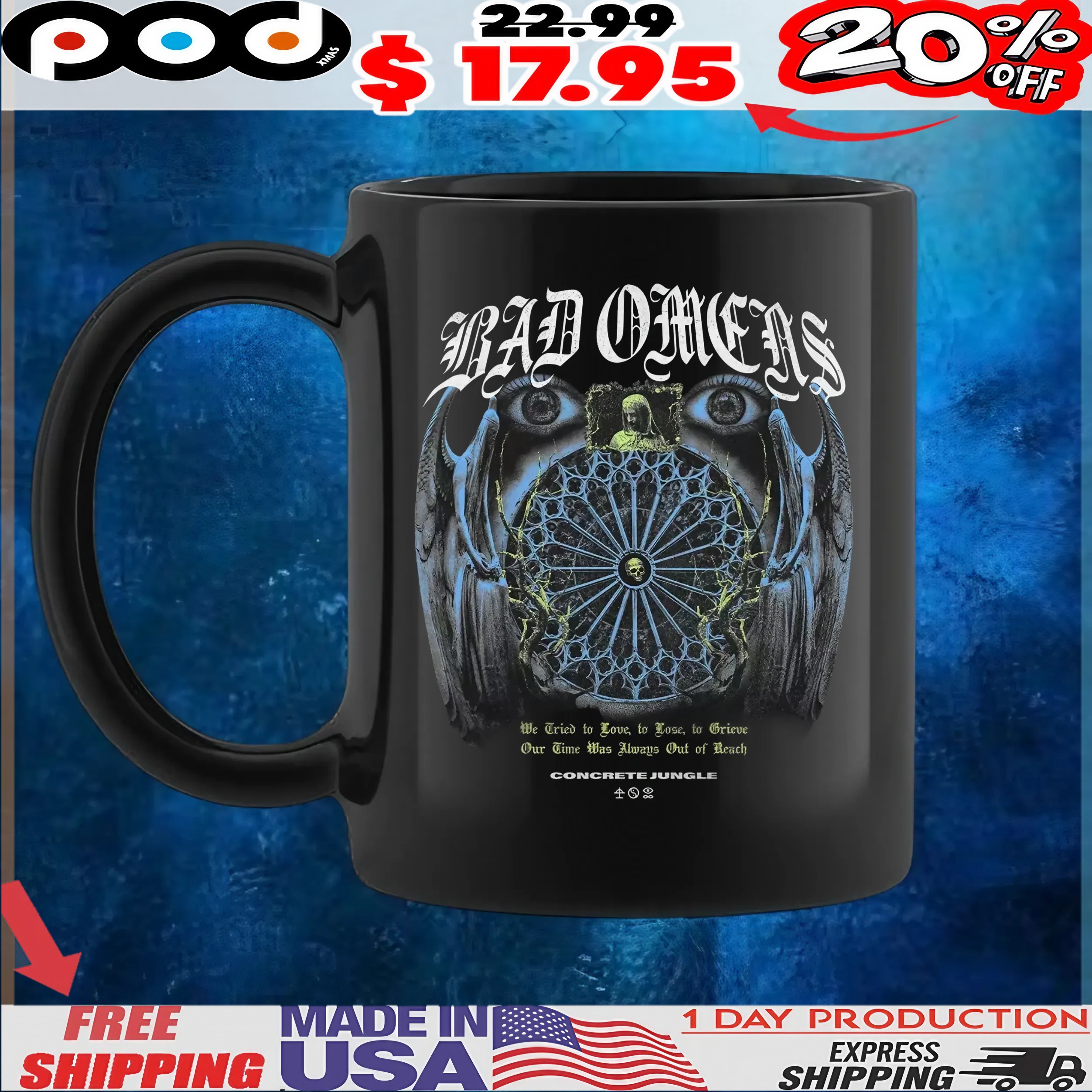 Bad Omens Concrete Jungle Lyrics We Tried To Love, To Lose, To Grieve Our Time Was Always Out Of Reach T Shirt