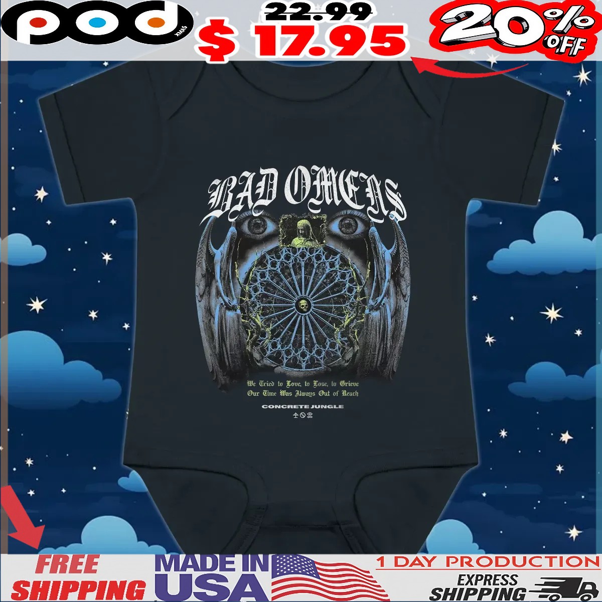 Bad Omens Concrete Jungle Lyrics We Tried To Love, To Lose, To Grieve Our Time Was Always Out Of Reach T Shirt