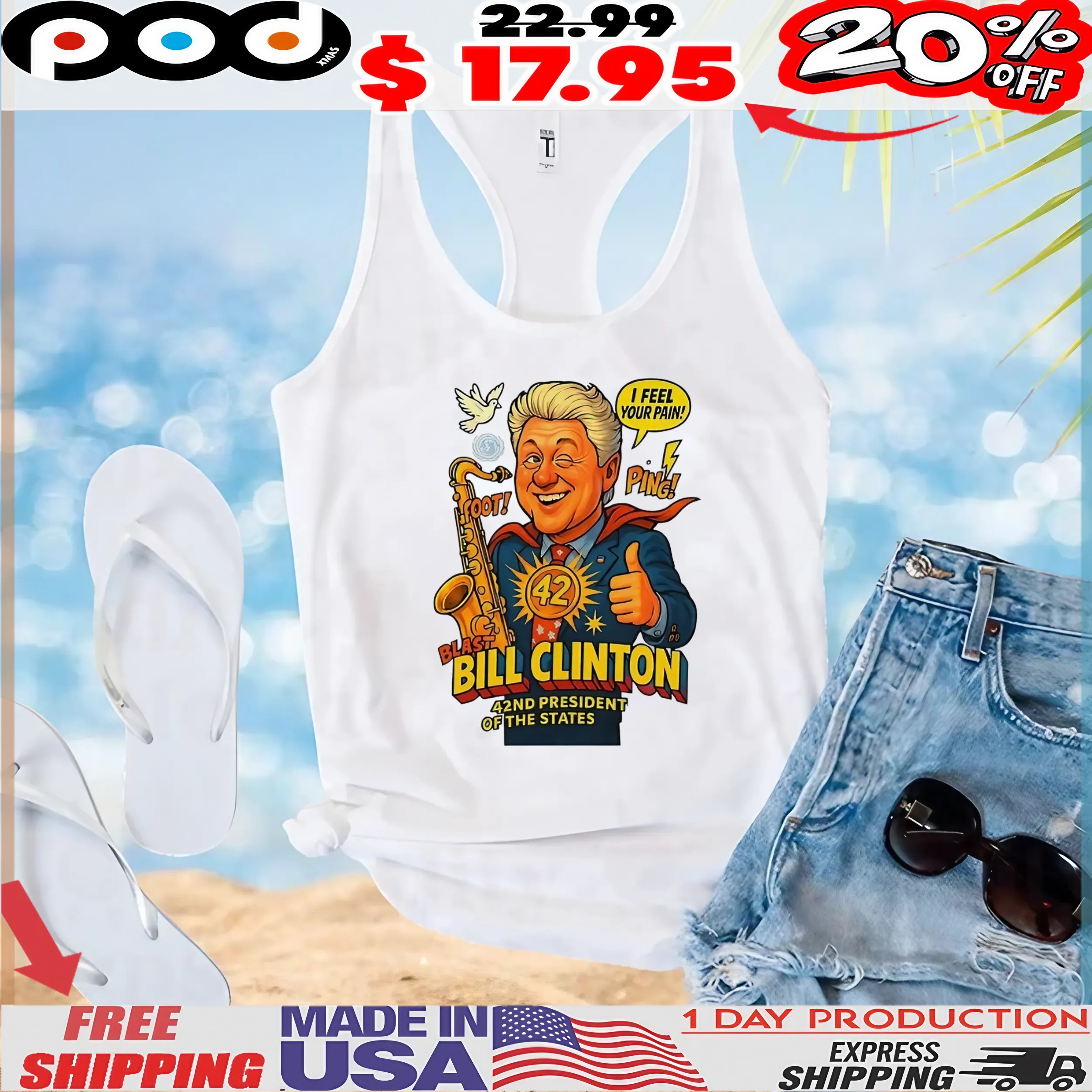 Blast Bill Clinton 42nd President Of The United States I feel your pain T Shirt