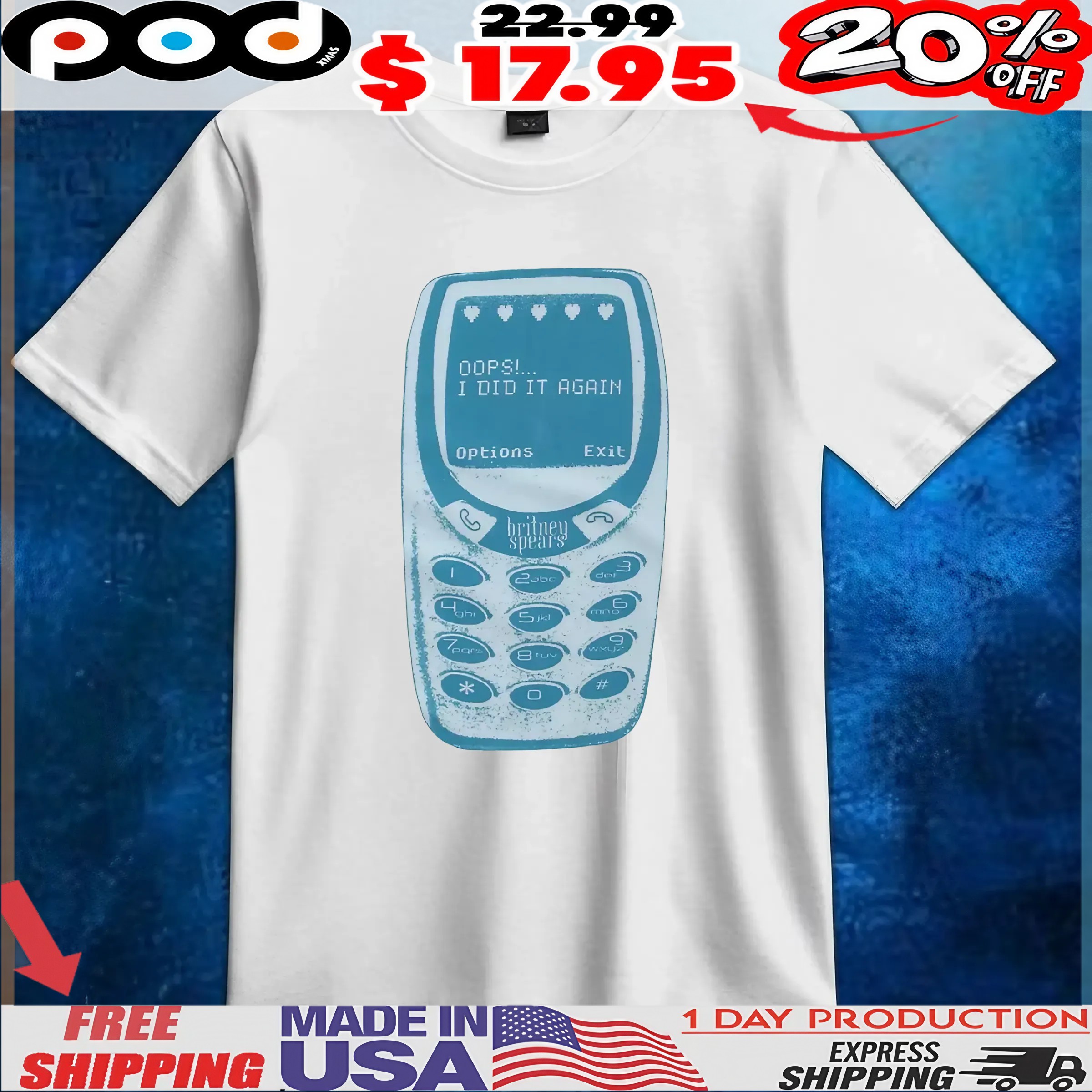 Britney Spears Oops I Did It Again Cell Phone T Shirt
