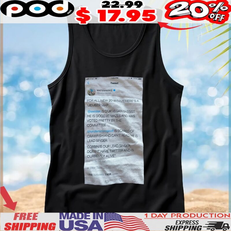 Waterparks Tweet For All New 2018 Fans, Here's A Member Map T Shirt