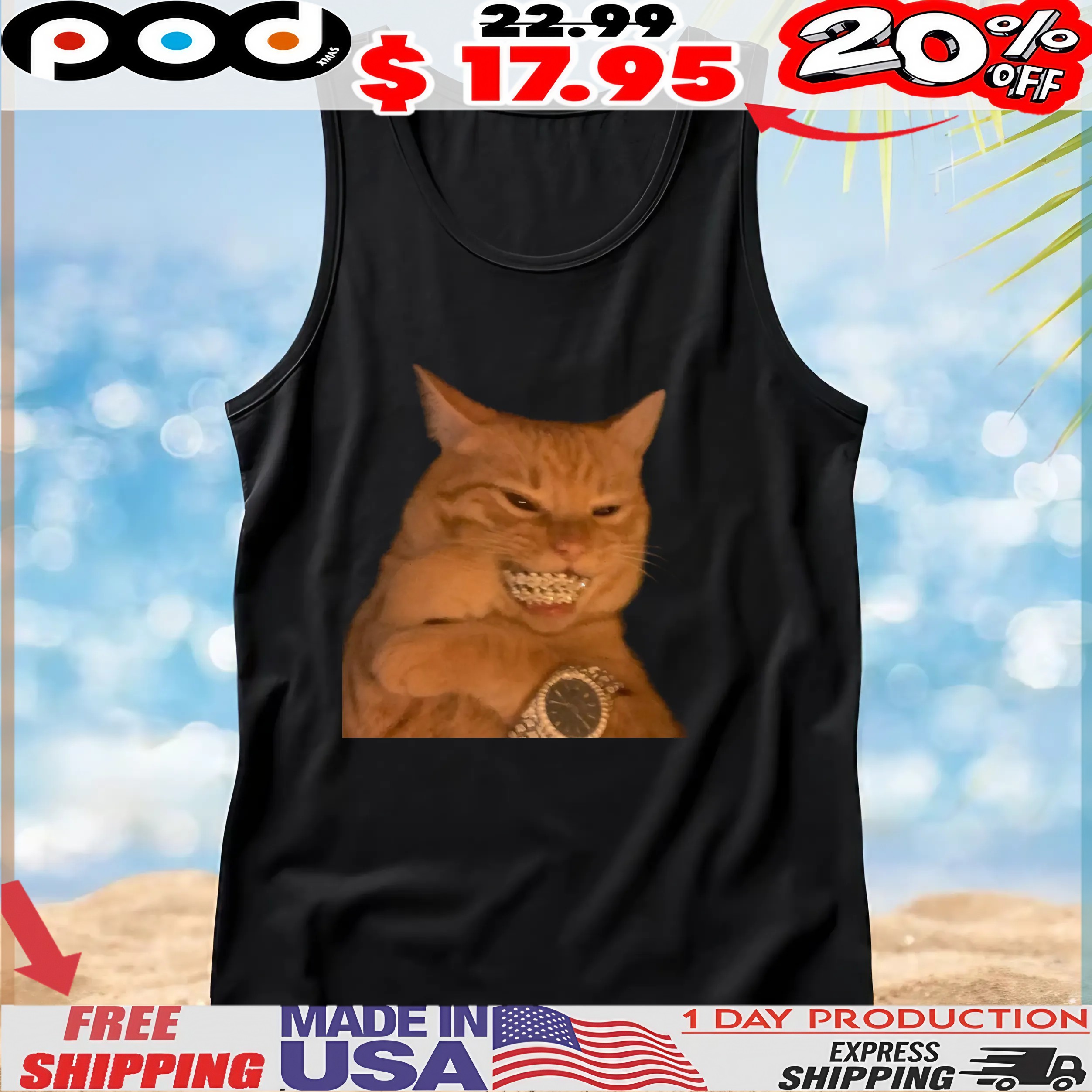 Cat Diamond Grill And Luxury Watch T Shirt