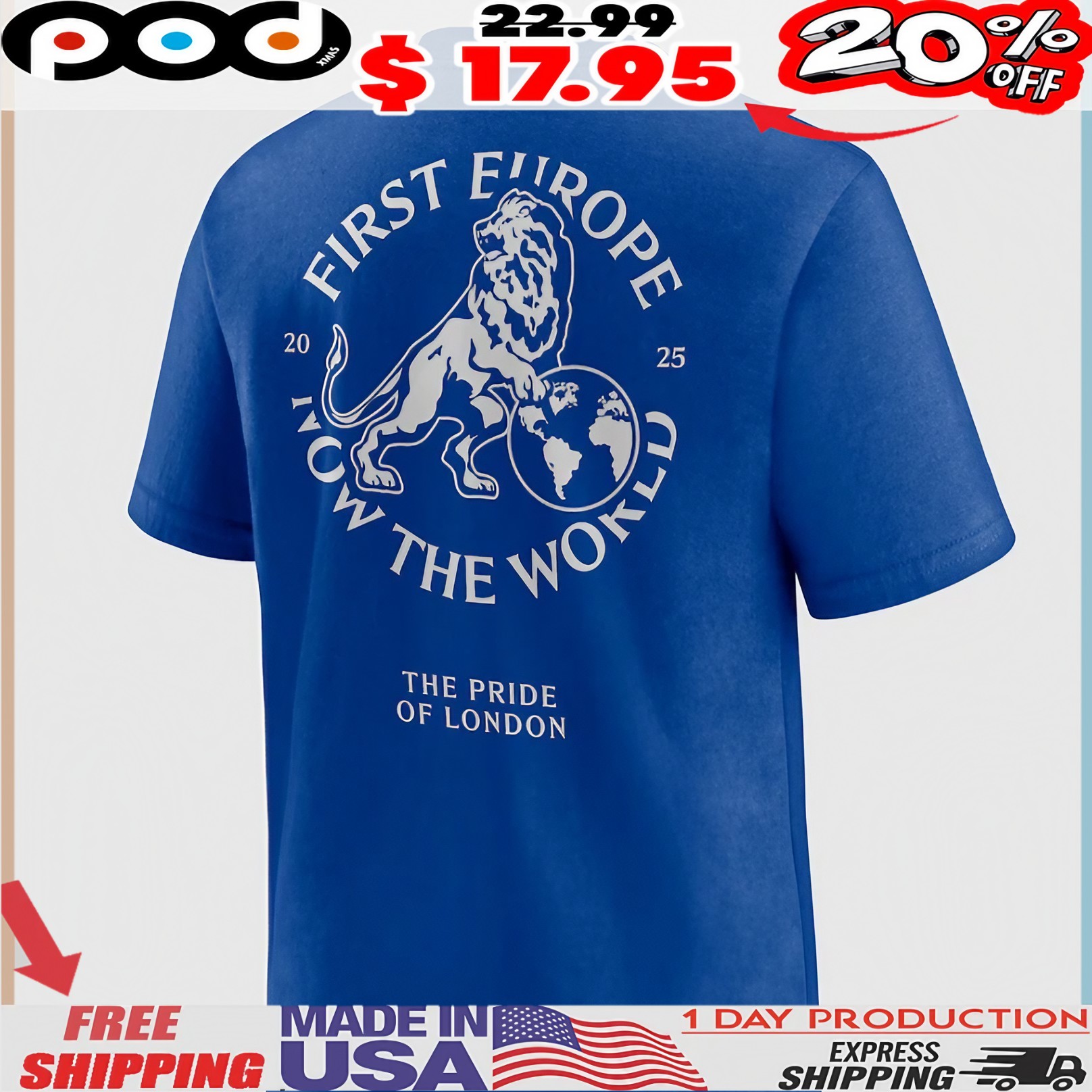 Chelsea First Europe, Now The World Mascot Graphic T Shirt Chelsea First Europe, Now The World Mascot Graphic T Shirt