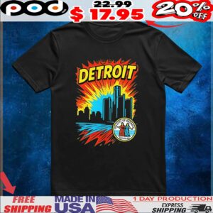 Detroit comic style retro logo t shirt