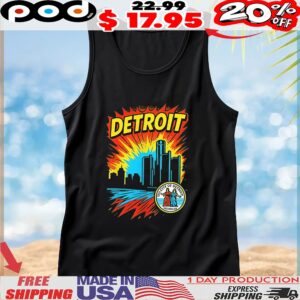 Detroit comic style retro logo t shirt