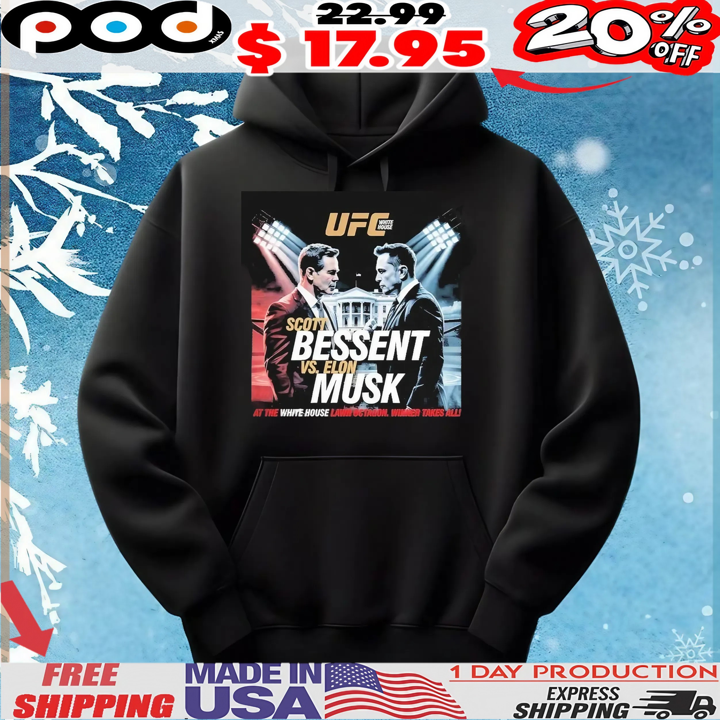 Elon Musk Vs Scott Bessent UFC At The White House Lawn Octagon Winner Takes All Stage T Shirt