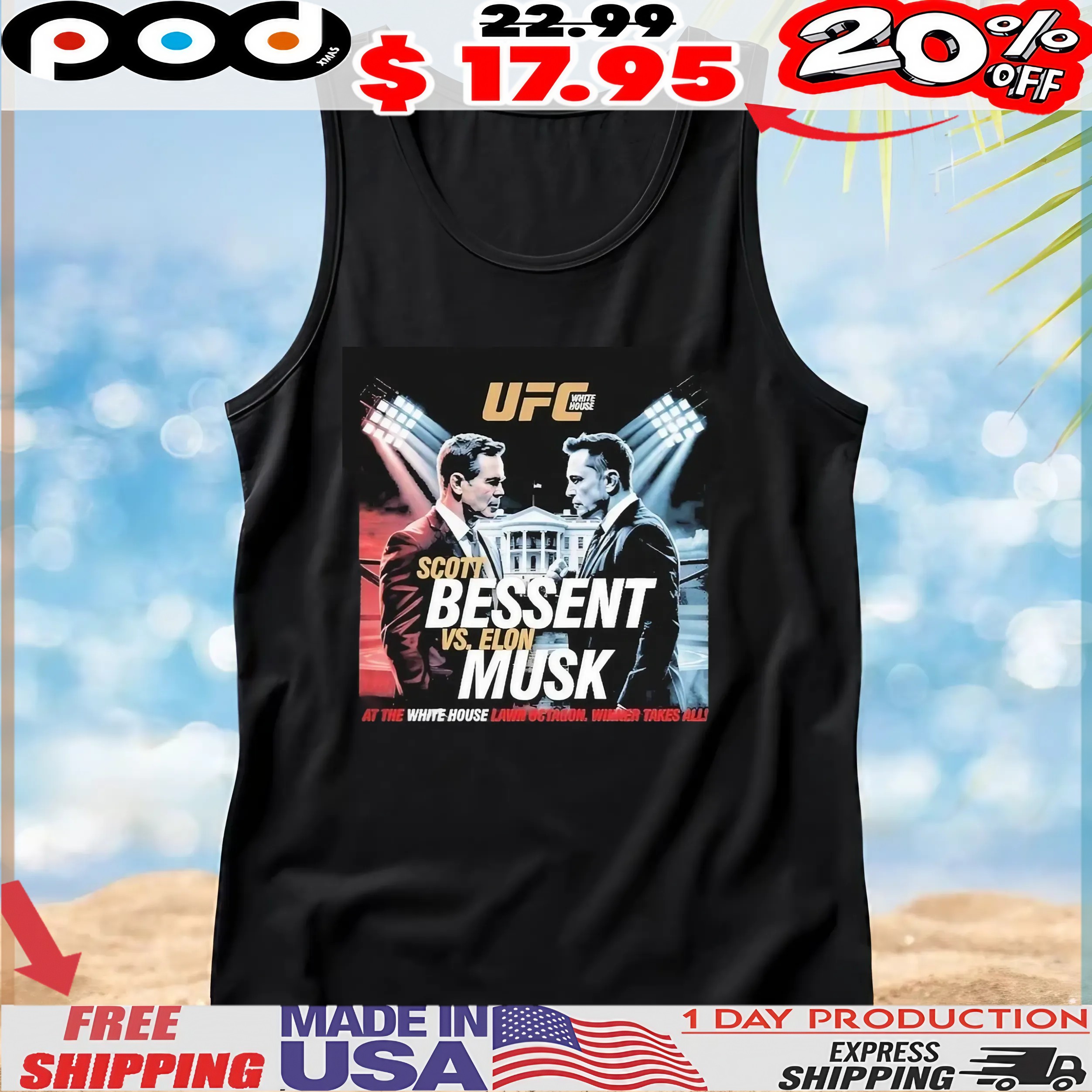 Elon Musk Vs Scott Bessent UFC At The White House Lawn Octagon Winner Takes All Stage T Shirt