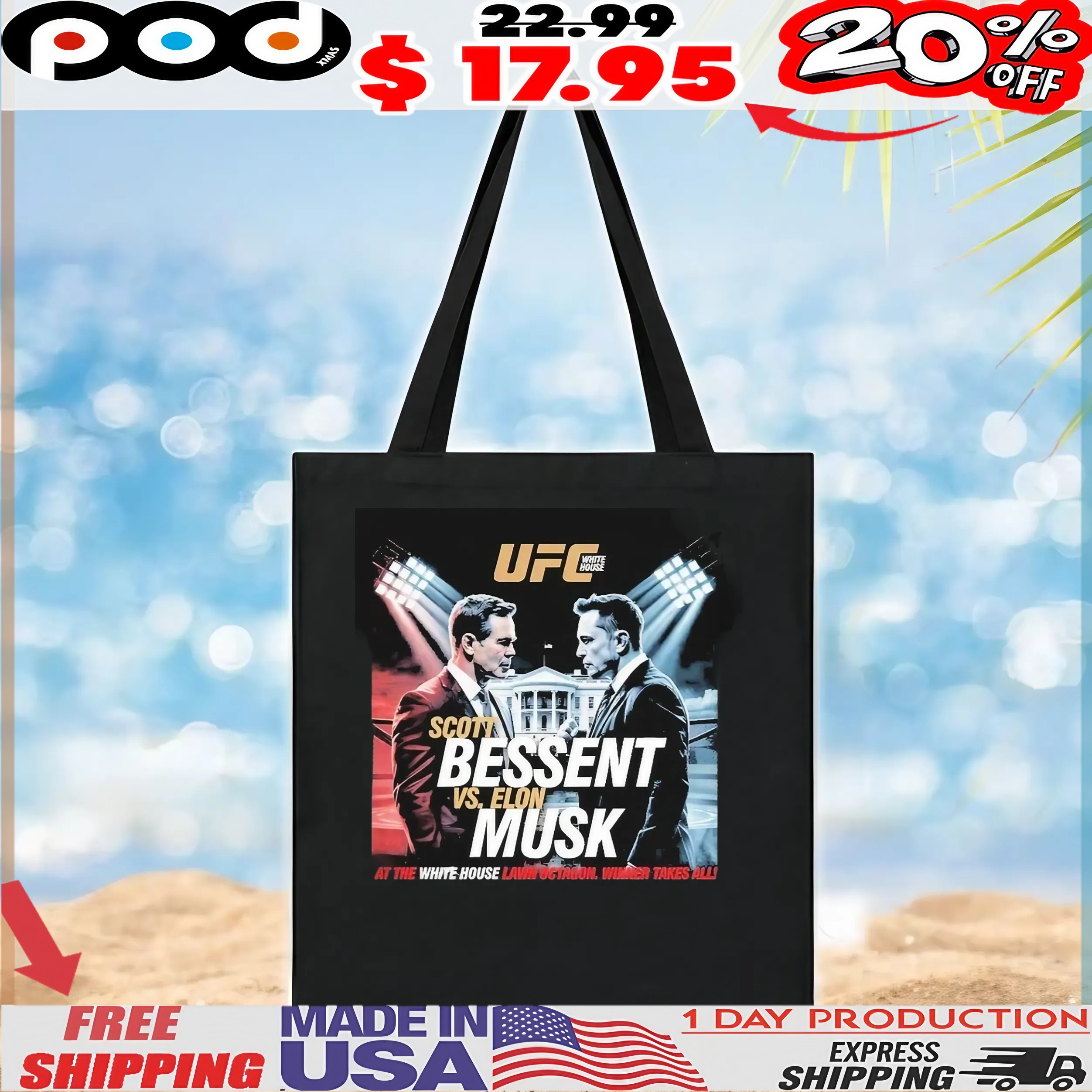 Elon Musk Vs Scott Bessent UFC At The White House Lawn Octagon Winner Takes All Stage T Shirt