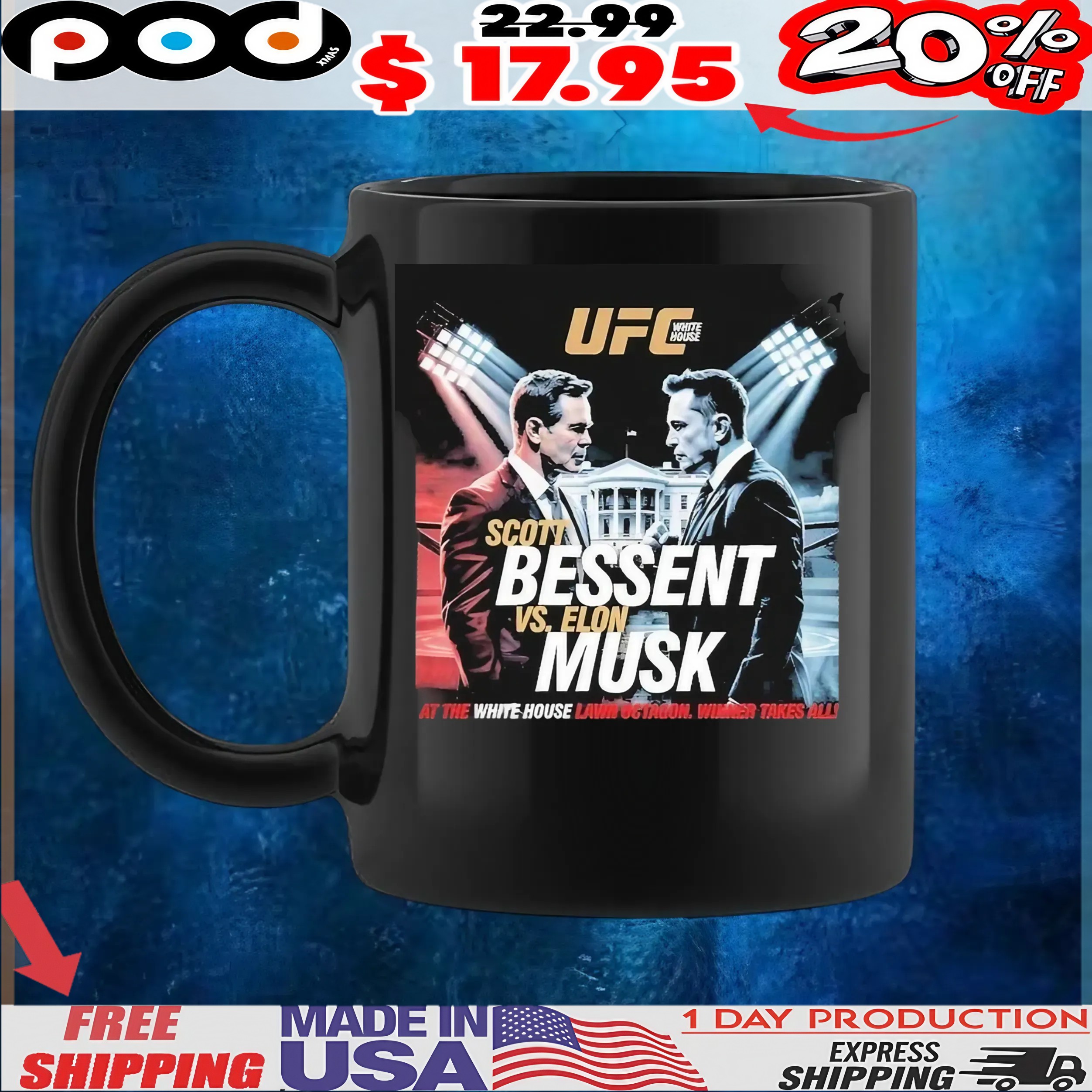 Elon Musk Vs Scott Bessent UFC At The White House Lawn Octagon Winner Takes All Stage T Shirt